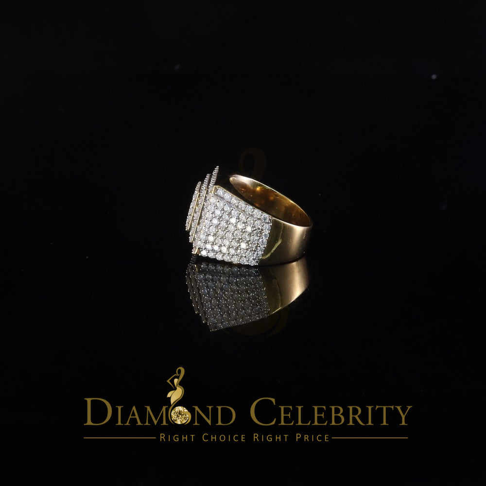 DiamondCelebritees Men's for 925 Sterling Silver 5.00ct VVS 'D' Moissanite Yellow Square Ring SZ 10