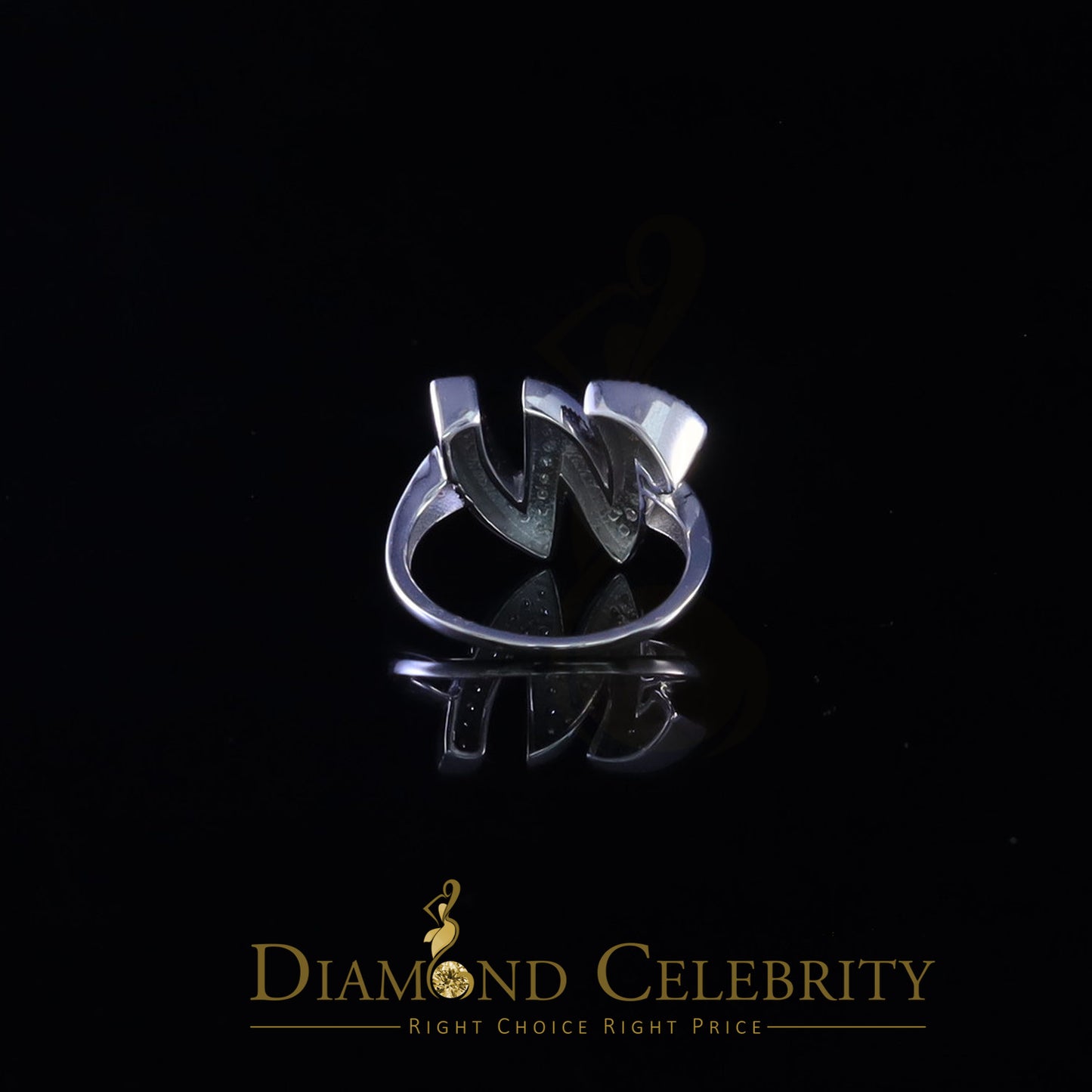 DiamondCelebritees Cubic Zirconia 0.40ct Alphabet W Women's White Silver Ring Size 7