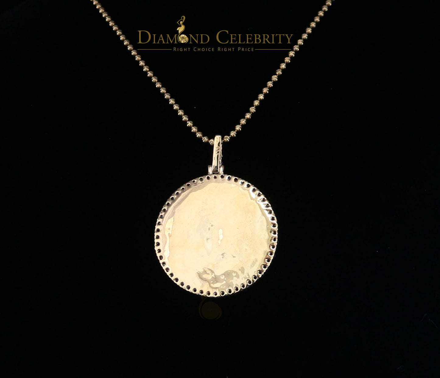 DiamondCelebritees 1.50" Picture Round Yellow Pendant Round Sterling Silver 3.42ct Cubic Zirconia