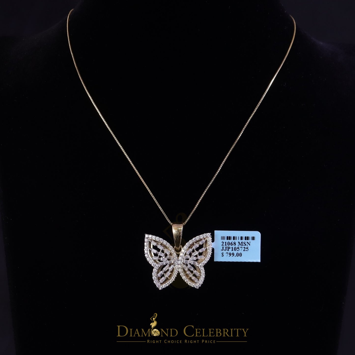 Diamondcelebritees Men's/Womens 925 Silver Yellow 1.75ct VVS 'D' Moissanite Butterfly Pendant