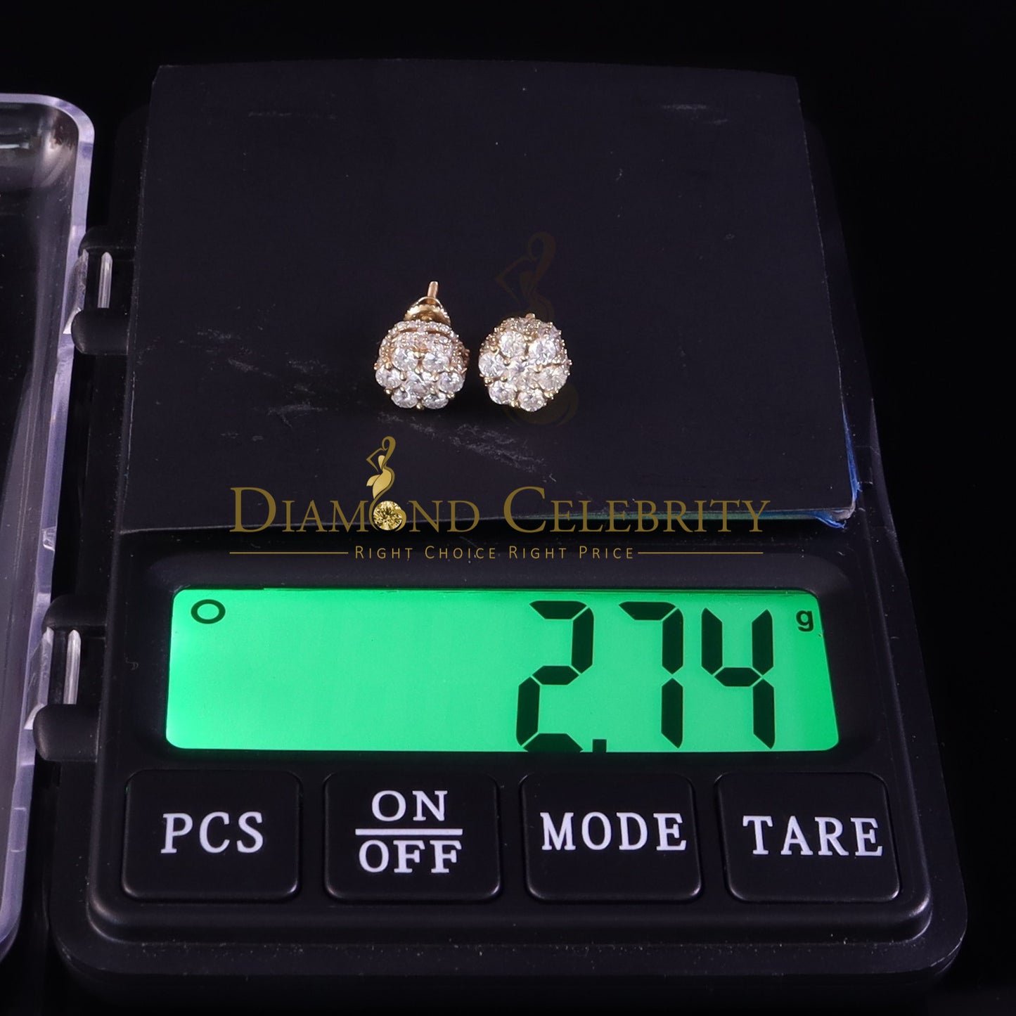DiamondCelebritees 925 Silver Yellow 1.50ct VVS 'D' Men's & Womens Moissanite Floral Stud Earrings