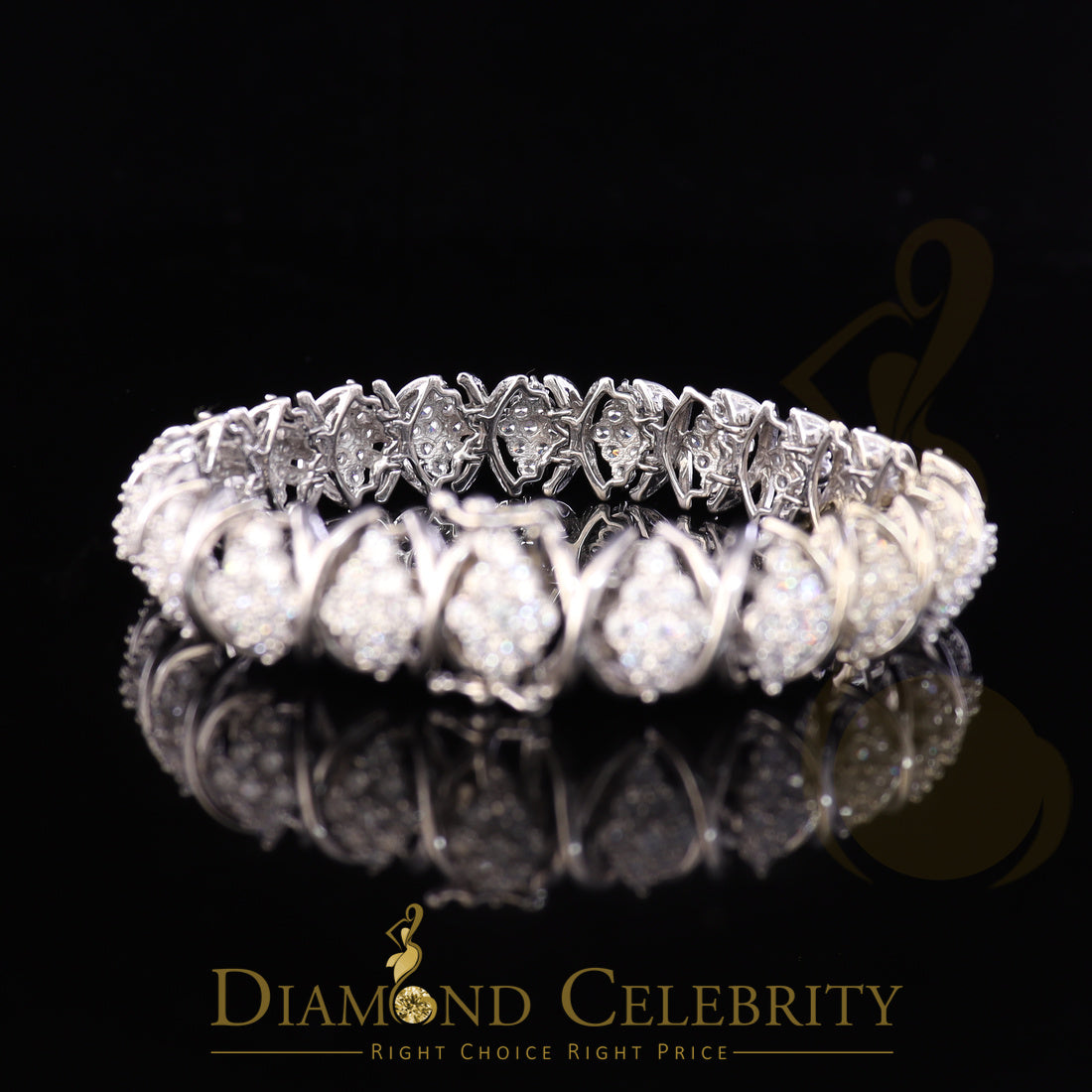 Diamondcelebritees White 925 Sterling Silver Women's Bracelet 23.0ct Cubic Zirconia Stone SZ 8 Inch