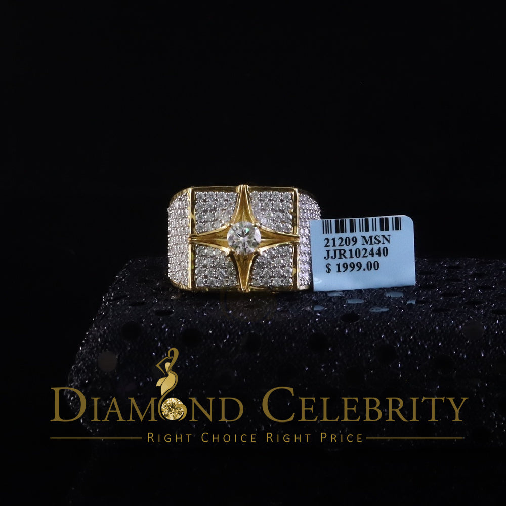 DiamondCelebritees 925 Yellow Sterling Silver 7.00ct VVS 'D' Moissanite Men's SquareRings Size 10