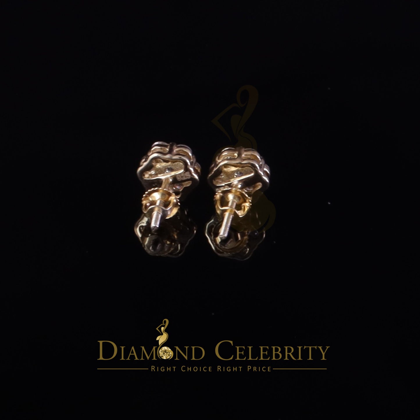 DiamondCelebritees 925 Silver Yellow 1.00ct VVS 'D' Moissanite Floral Stud Earrings Men's/Womens