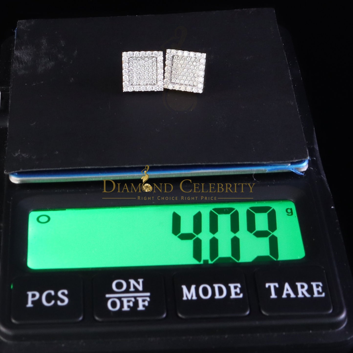 DiamondCelebritees 925 Yellow Silver 1.00ct VVS 'D' Moissanite Square Stud Earring Men's/Womens
