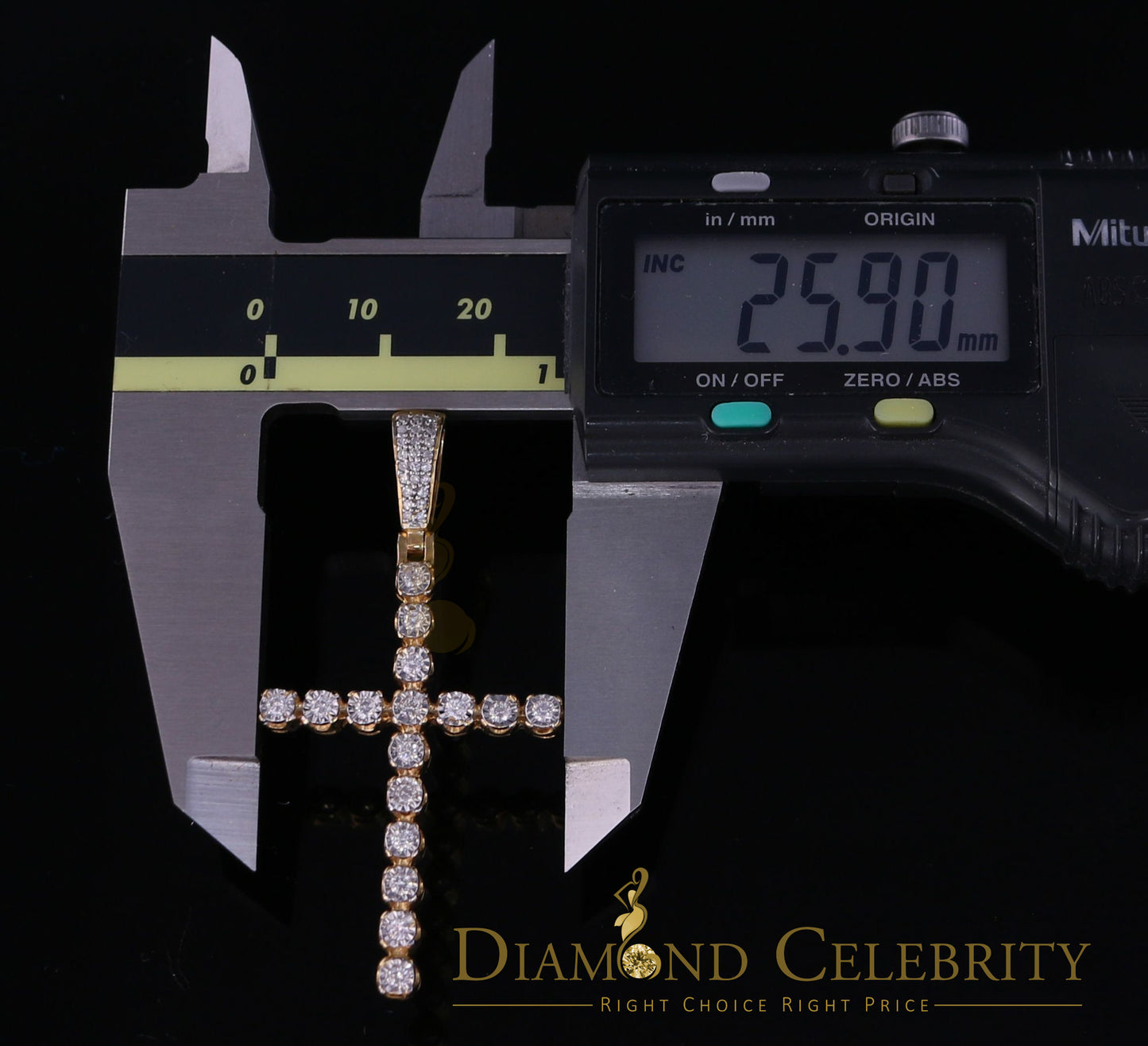 DiamondCelebritees Real 0.66ct Diamond Sterling Silver CROSS Charm FAshion Necklace Yellow Pendant