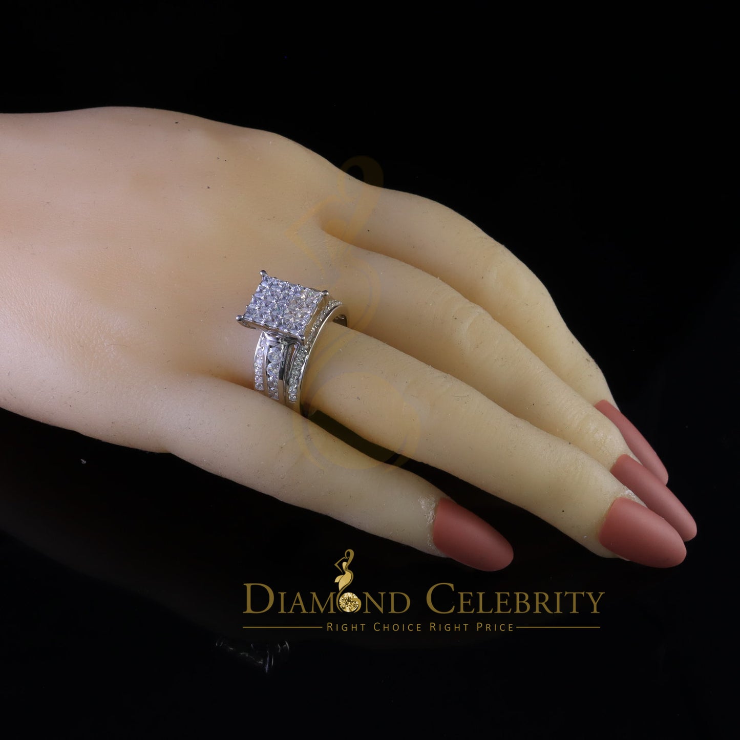 DiamondCelebritees 925 Silver White 3.80ct Cubic Zirconia Cinderella Engagement Women's Ring SZ 8