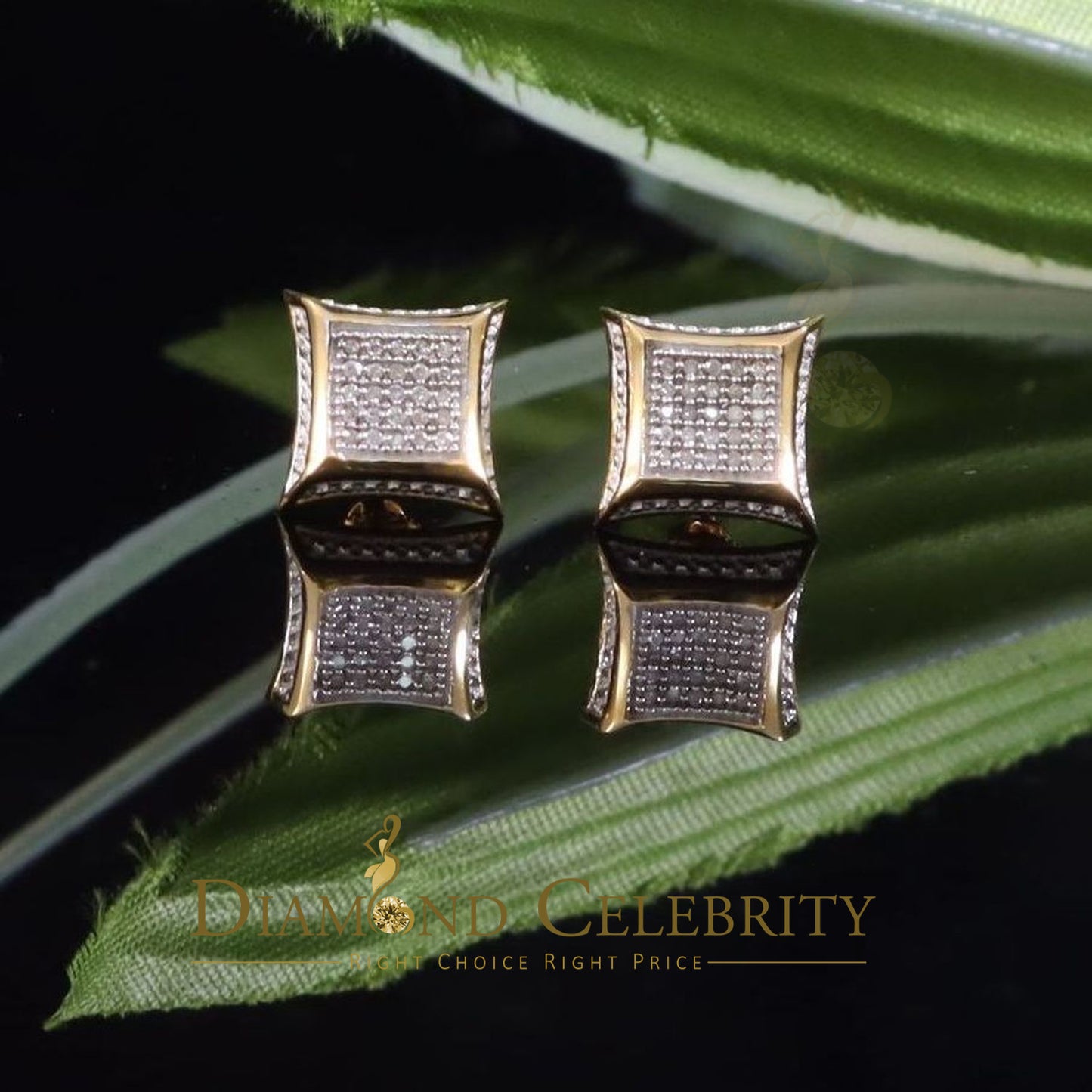 DiamondCelebritees10K Yellow Real Gold Stud Earring with Real 0.20ct Diamond earrings