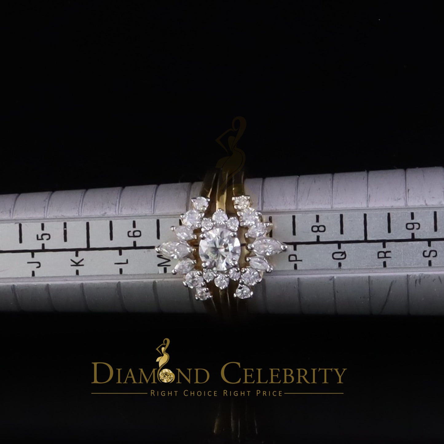 DiamondCelebritees New Bridal Womens 925 Yellow Silver Moissanite 1.25ct VVS D Insert Ring SZ 7