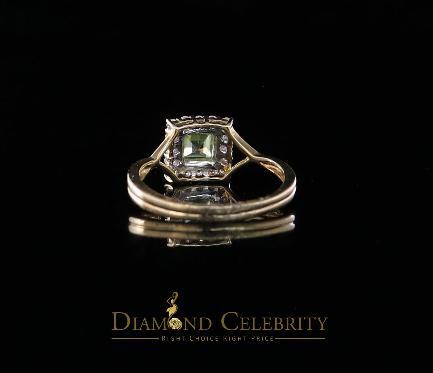 DiamondCelebritees Real 14 kt Yellow Gold 0.25 CT Real Diamond SQUARE Shape Womens Ring Size 6.5