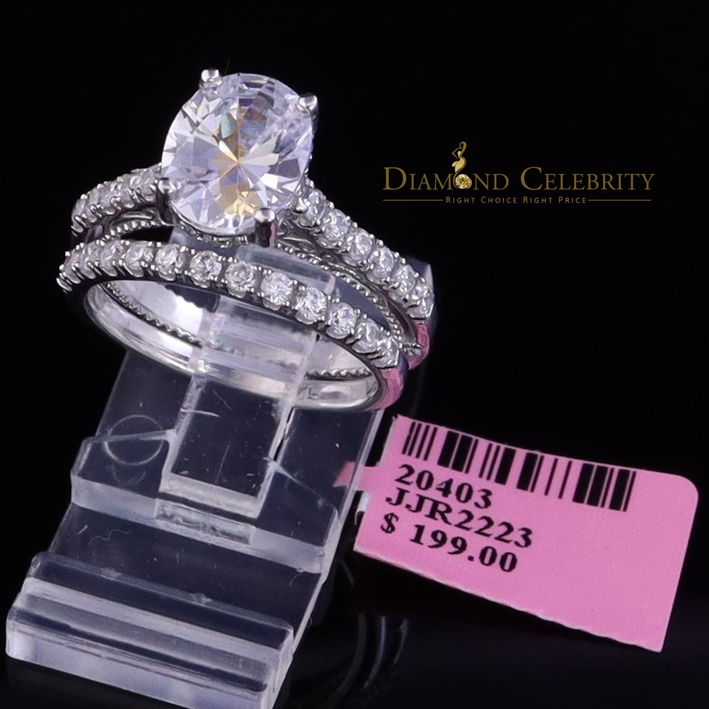 DiamondCelebritees White 5.68ct Cubic Zirconia 925 Sterling Silver Bridal Style Womens Ring SZ 7