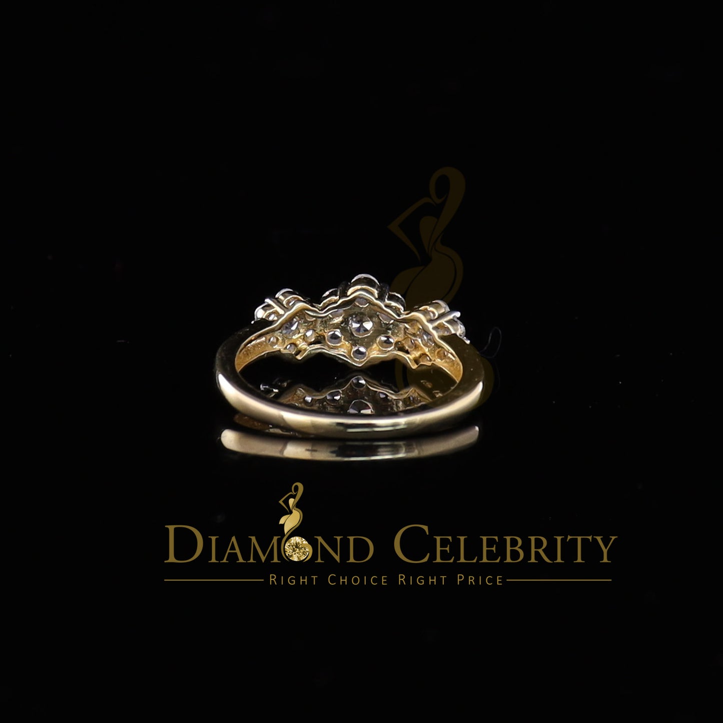 DiamondCelebritees Sterling Yellow Silver Floral-Shaped Cubic Zirconia 2.0ct Womens Ring Size 7