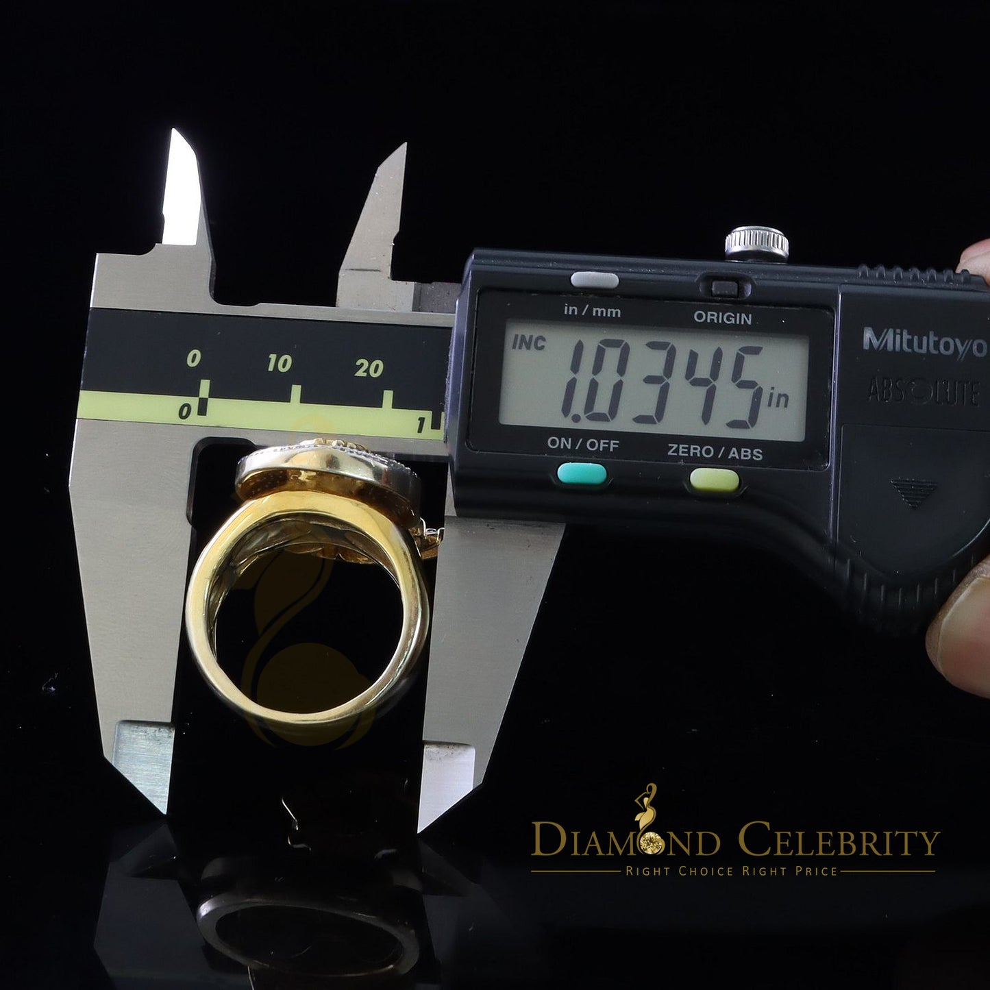 0.25 CT Real Diamond Money Bag 925 Sterling Silver Yellow Men's Ring Size 11.5