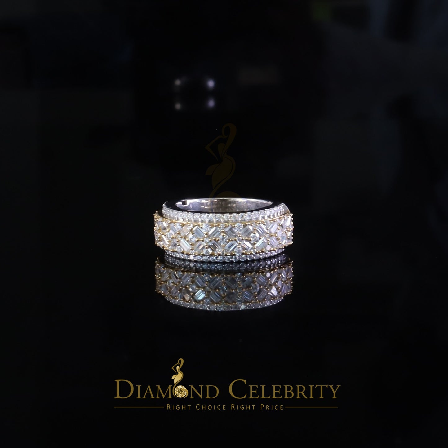 DiamondCelebritees White Size 8 Men/ Women925 Silver 2.50ct VVS 'D' Moissanite Baguette Band Ring