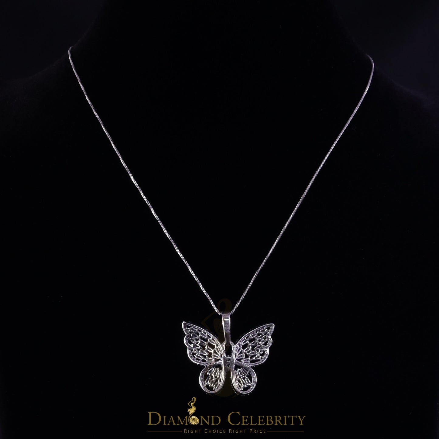 Diamondcelebritees Men's/Womens 925 Silver White 1.75ct VVS 'D' Moissanite Butterfly Pendant
