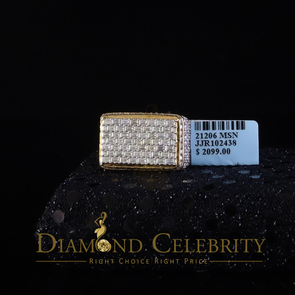 DiamondCelebritees 925 White Silver 6.50ct VVS 'D' Moissanite Rectangle Rings Size 10 for Men's
