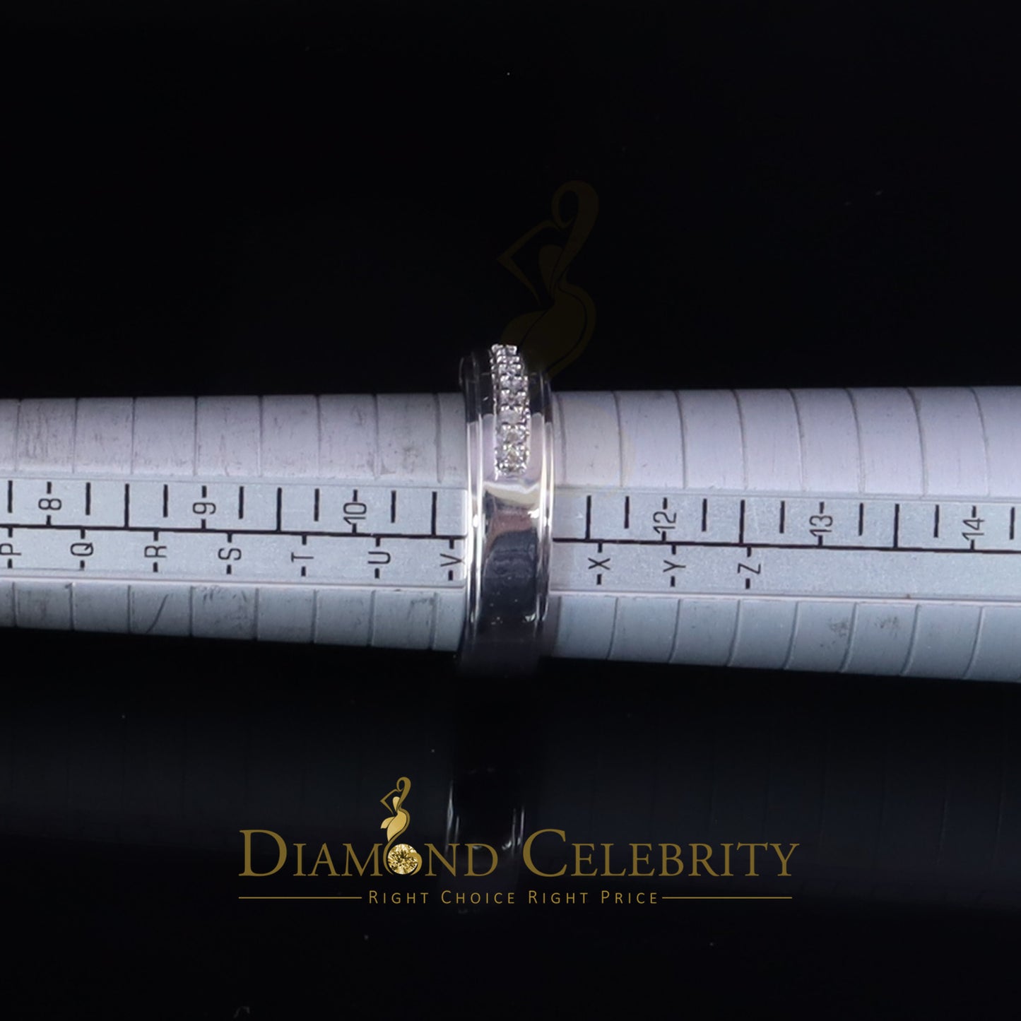 DiamondCelebritees 0.05ct In 925 Silver Round Cut White Diamond Men's Wedding Enternity Ring Size11