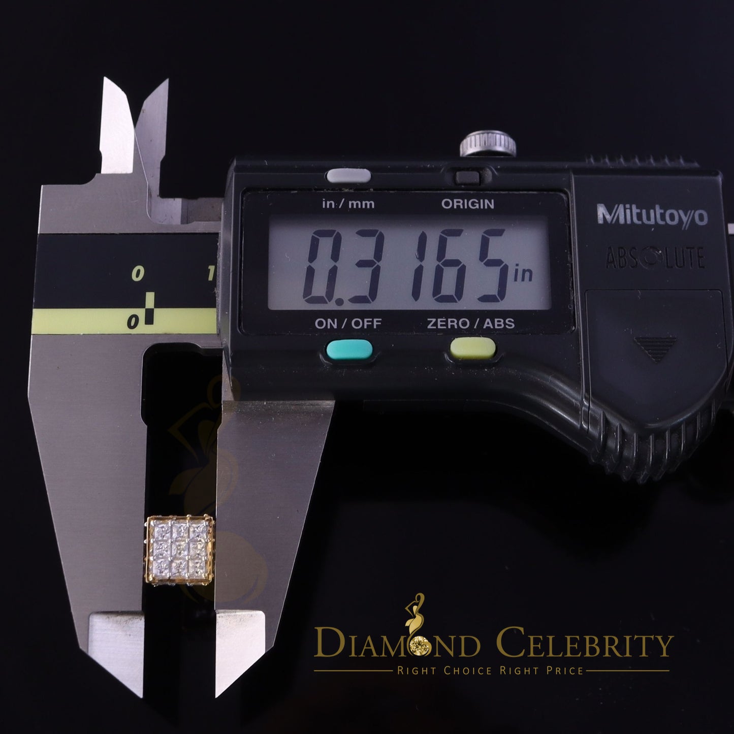 DiamondCelebritees 925 Yellow Silver Screw Back Cubic Zirconia 5.94ct Women & Men Square Earrings