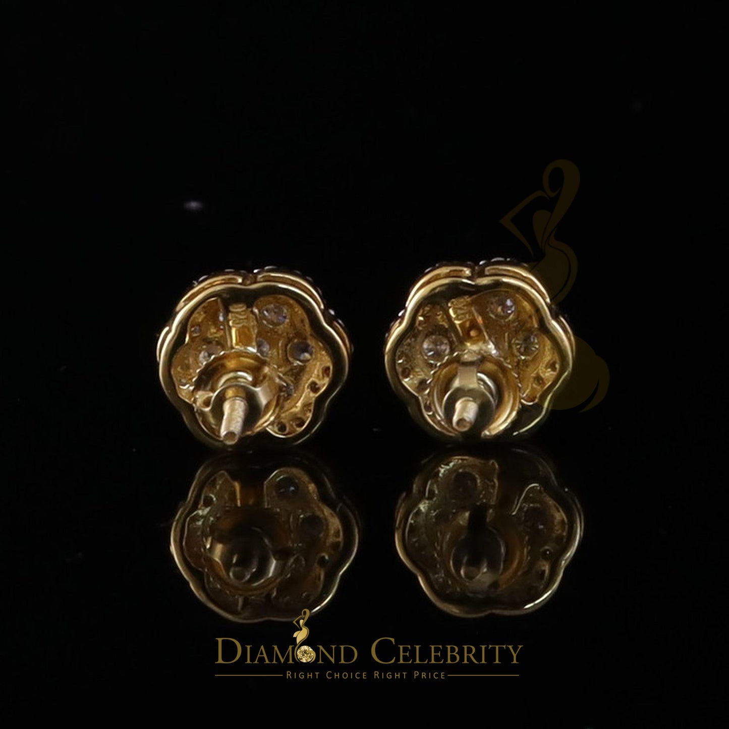 DiamondCelebritees New Women's/Men's 925 Silver Yellow 1.00ct VVS D Moissanite Floral Stud Earrings