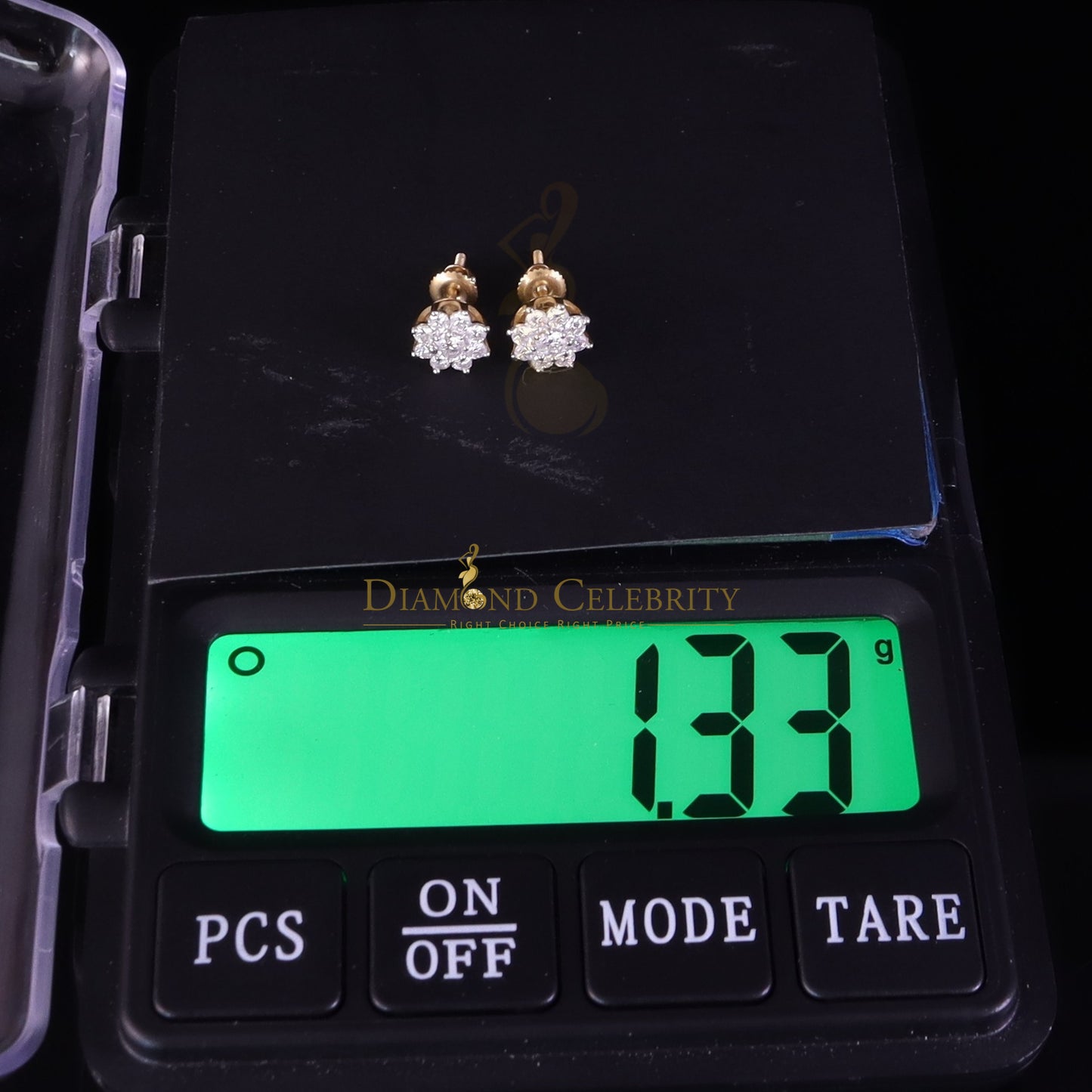 DiamondCelebritees Yellow Men's/Womens 925 Silver 1.00ct VVS 'D' Moissanite Floral Stud Earrings