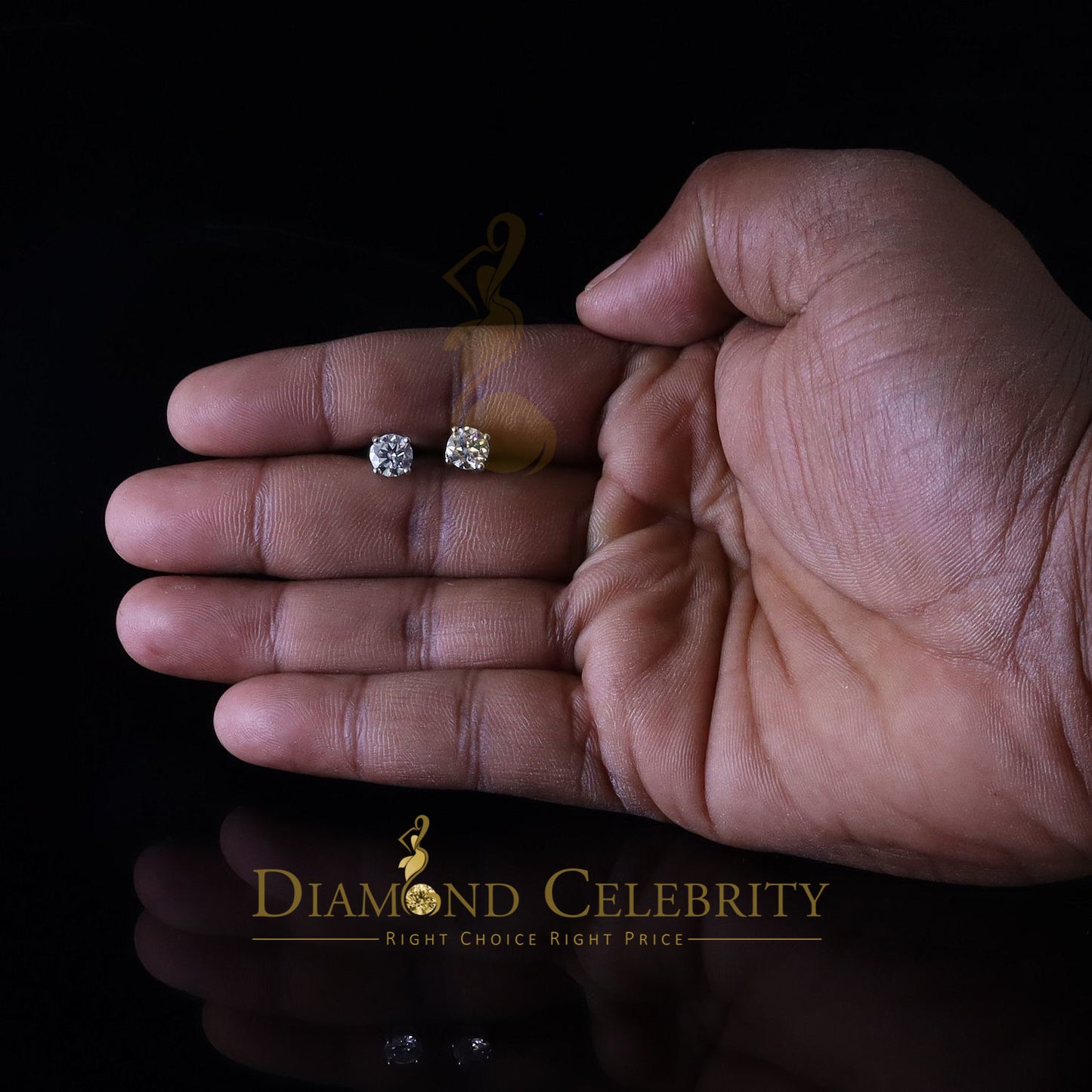 Diamondcelebritees 2.00ct VVS 'D' Moissanite For Men's/Womens Silver White Round Stud Earrings