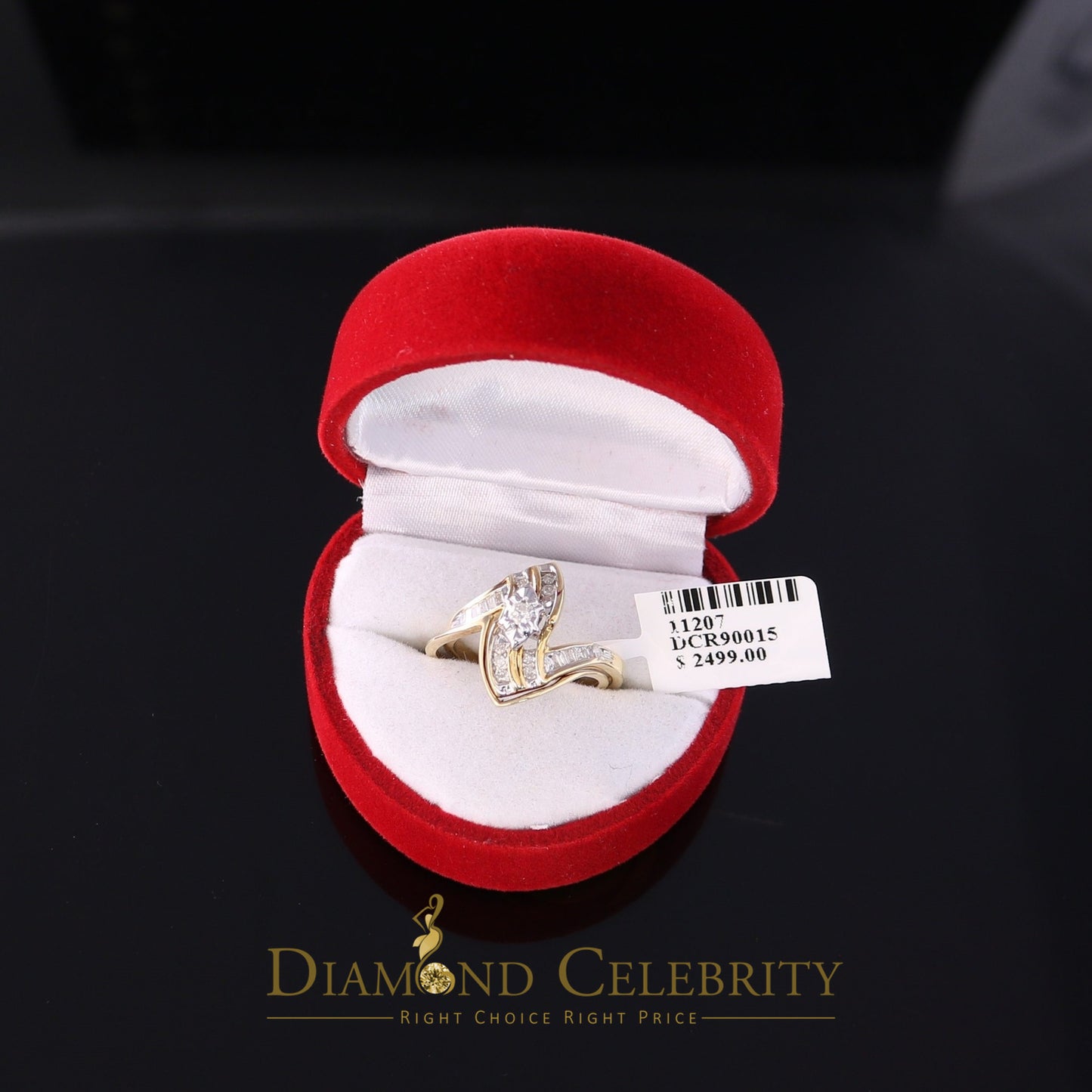 DiamondCelebritees Real 14 kt Yellow Gold with 0.25CT Real Diamond BUGGET 'Z' Shape Ring Size 6.5