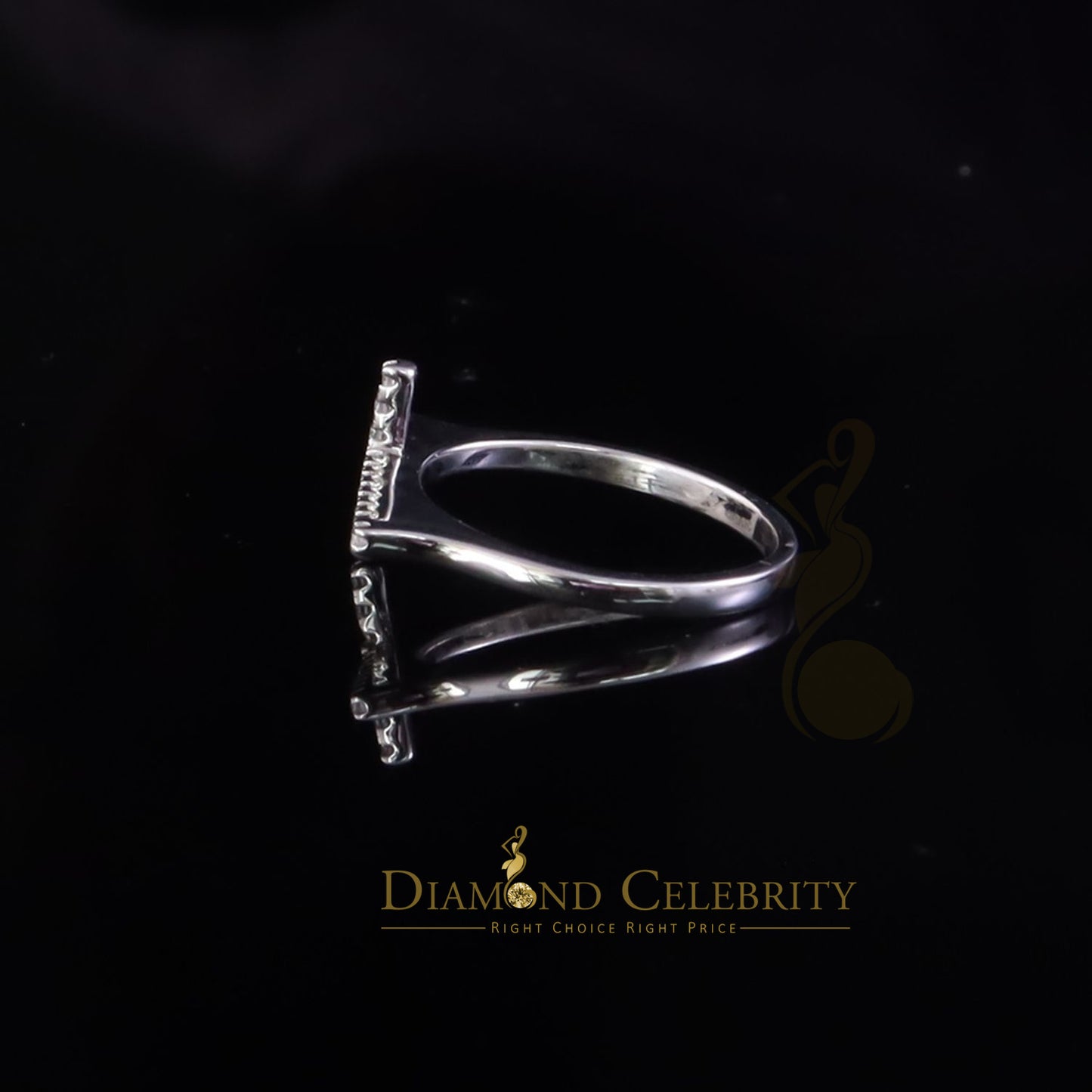 DiamondCelebritees 925 Sterling White Silver 0.19ct Cubic Zirconia Women's Cross Ring Size 6