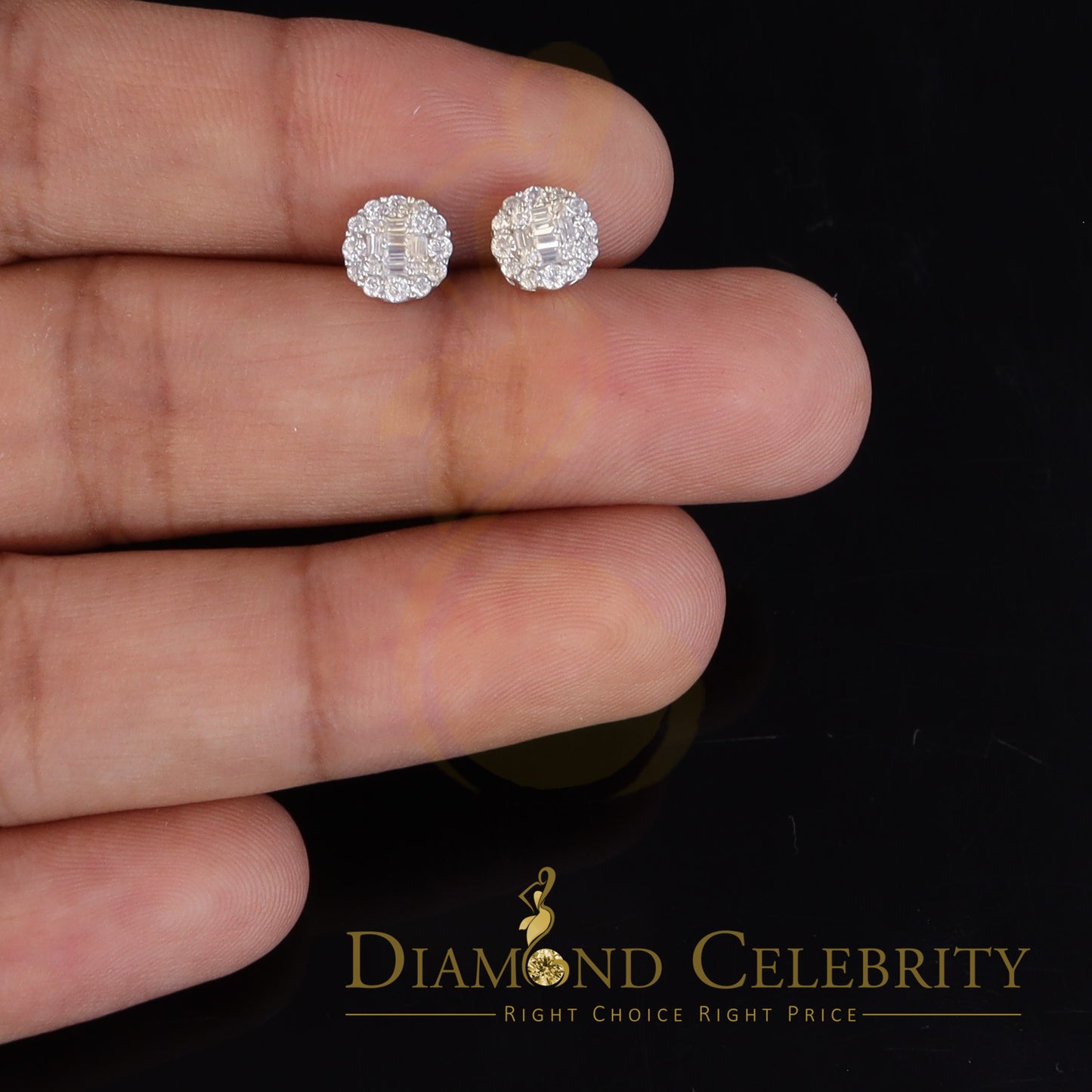 DiamondCelebritees White 0.74ct Sterling Silver 925 Cubic Zirconia Women's Hip Hop Flower Earrings
