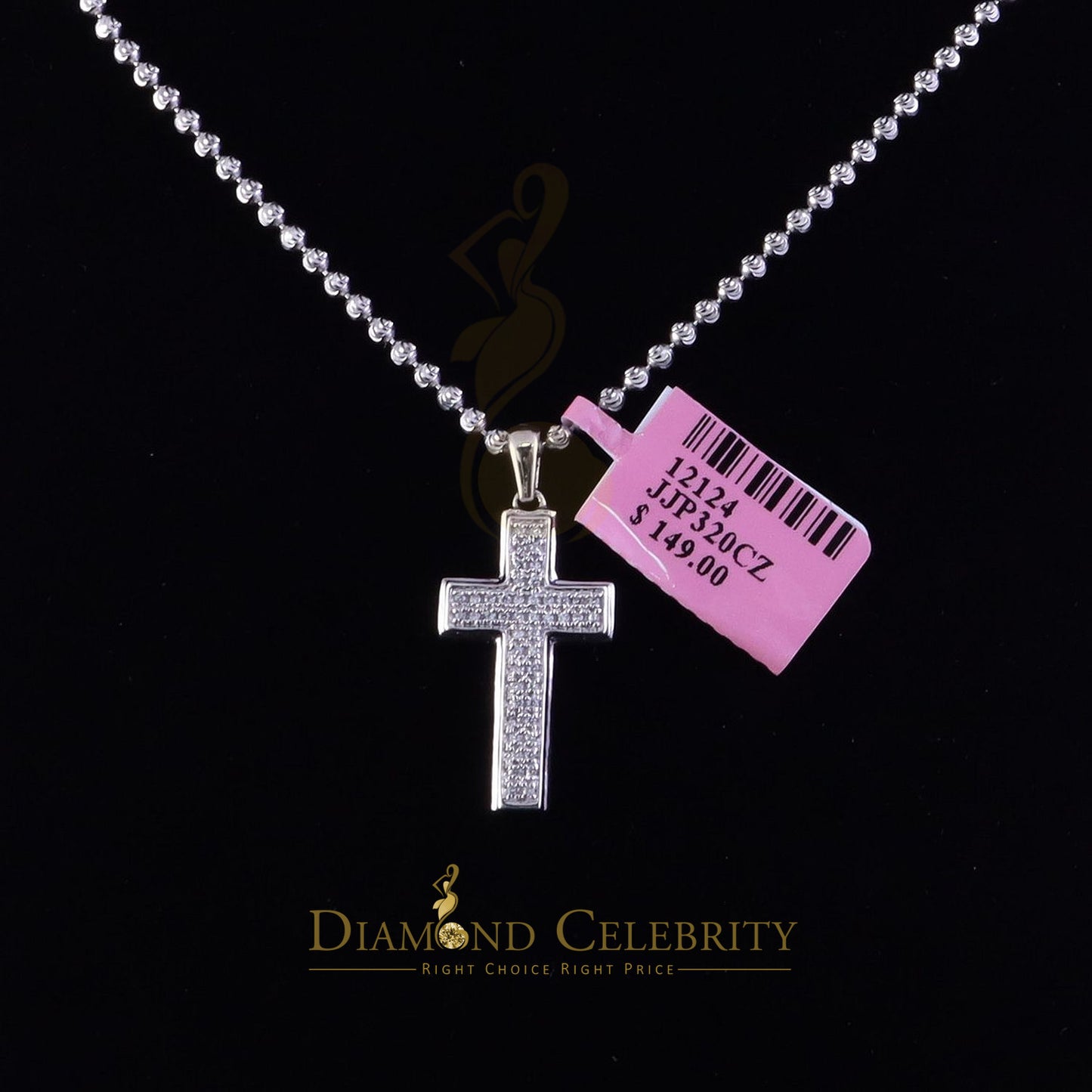 DiamondCelebritees Special White 925 Sterling Silver CROSS Shape Pendant with 0.48ct Cubic Zirconia