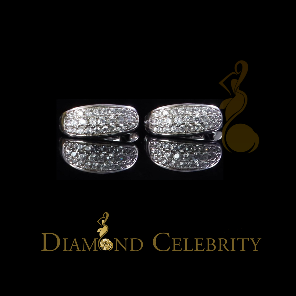 DiamondCelebritees white Gold 925 Sterling Silver Mens hip hop Iced 3 row Huggie Hoop earrings