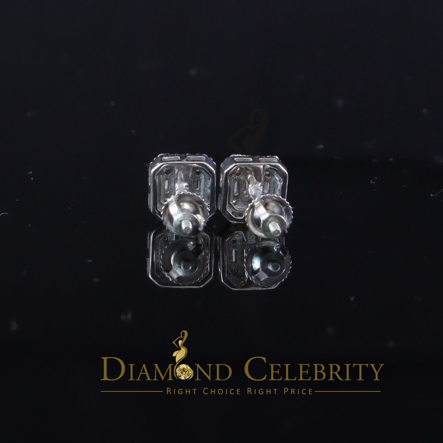 Diamondcelebritees Men's/Womens 925 Silver White 0.25ct VVS 'D' Moissanite Square Stud Earrings