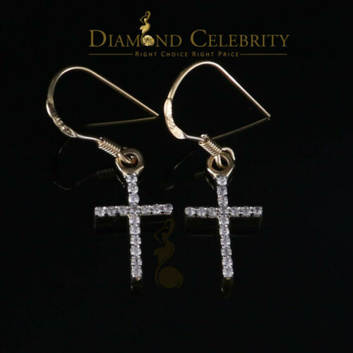 DiamondCelebritees Yellow 0.40ct Sterling 925 Silver Hip Hop Cross Dangling Women's & Men's Earring