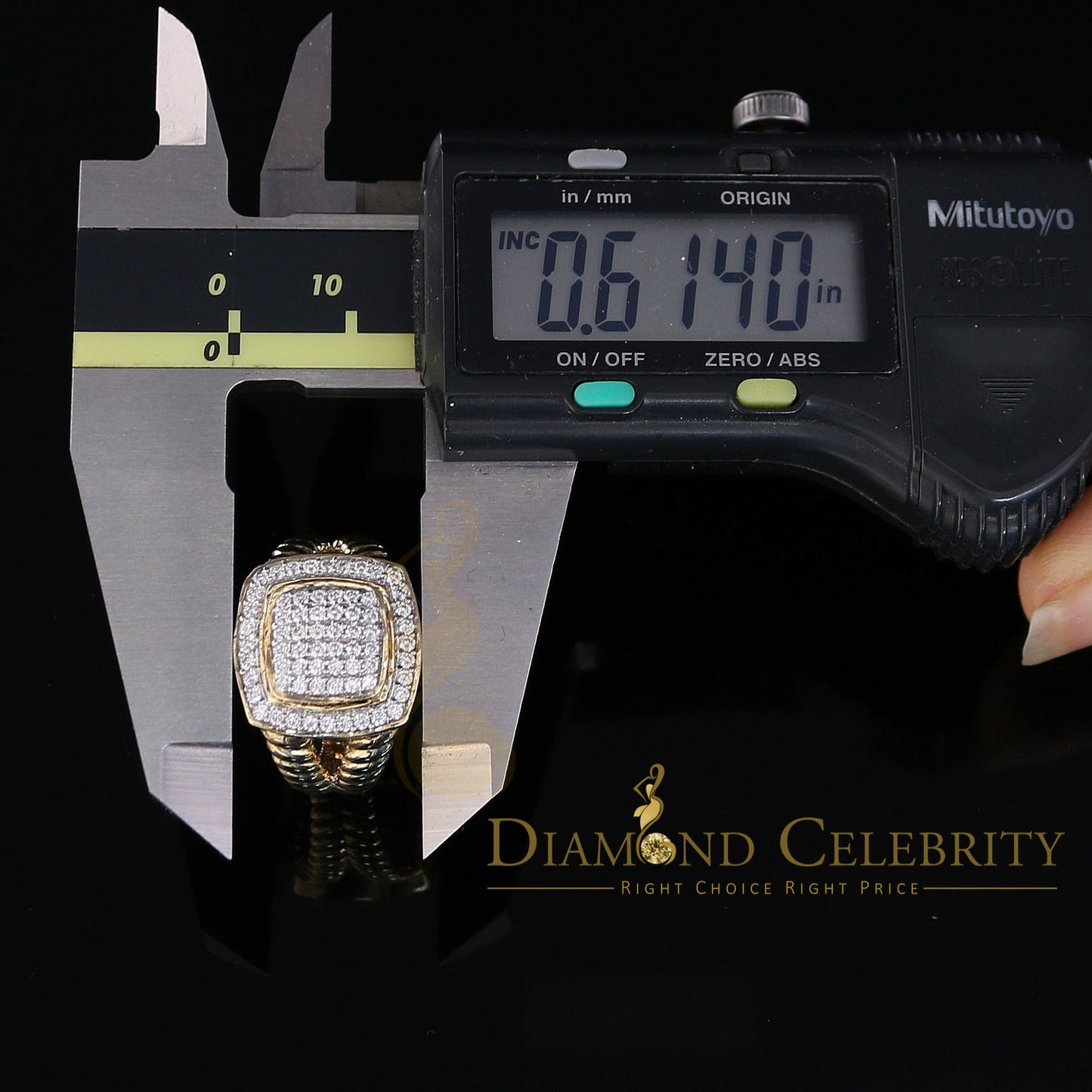 DiamondCelebritees 1.33ct Yellow Silver Square Cubic Zirconia Womens Adjustable Ring From SZ 8 to10