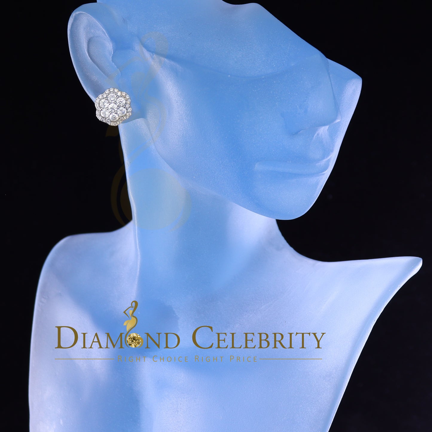 DiamondCelebritees 925 Sterling White Silver 2.7ct Cubic Zirconia Flower Women's Stud Earrings