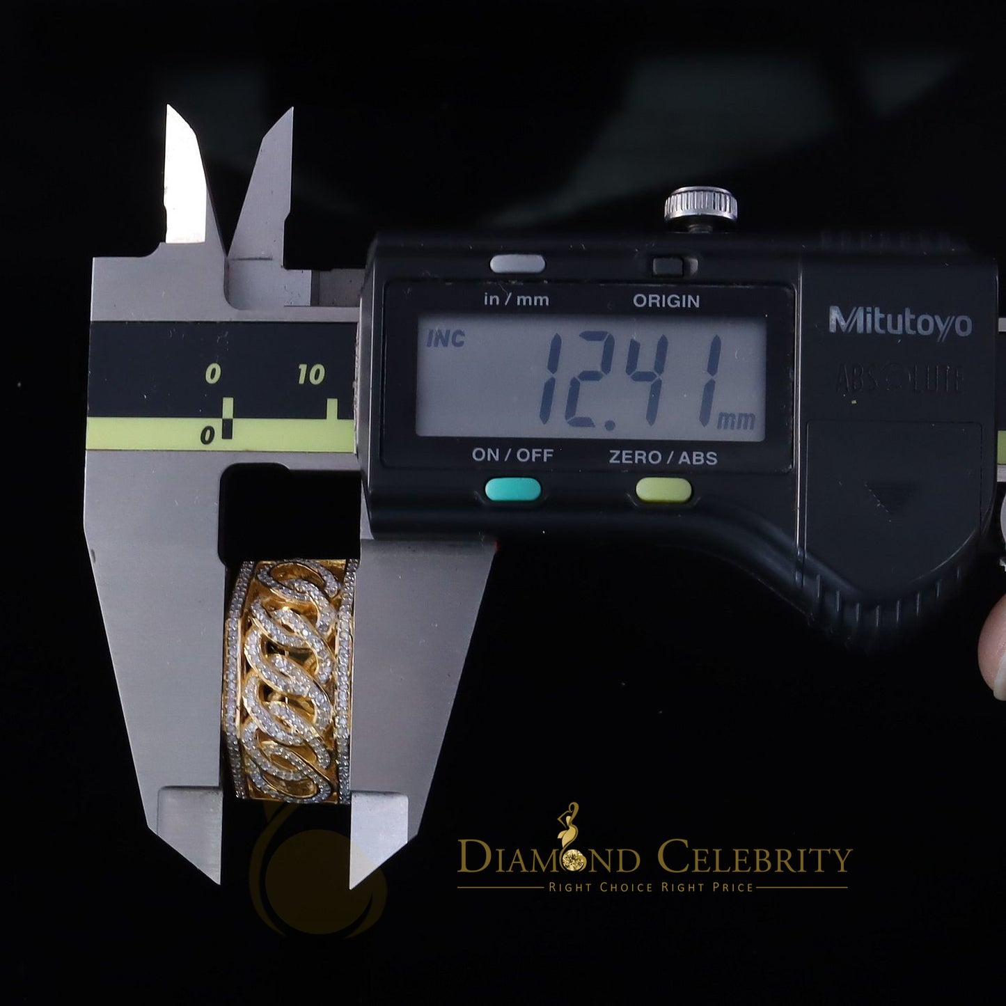 Stylish Cuban Yellow Silver Micro Real Diamond 0.50 CT 925 Men's Band Ring Sz 10