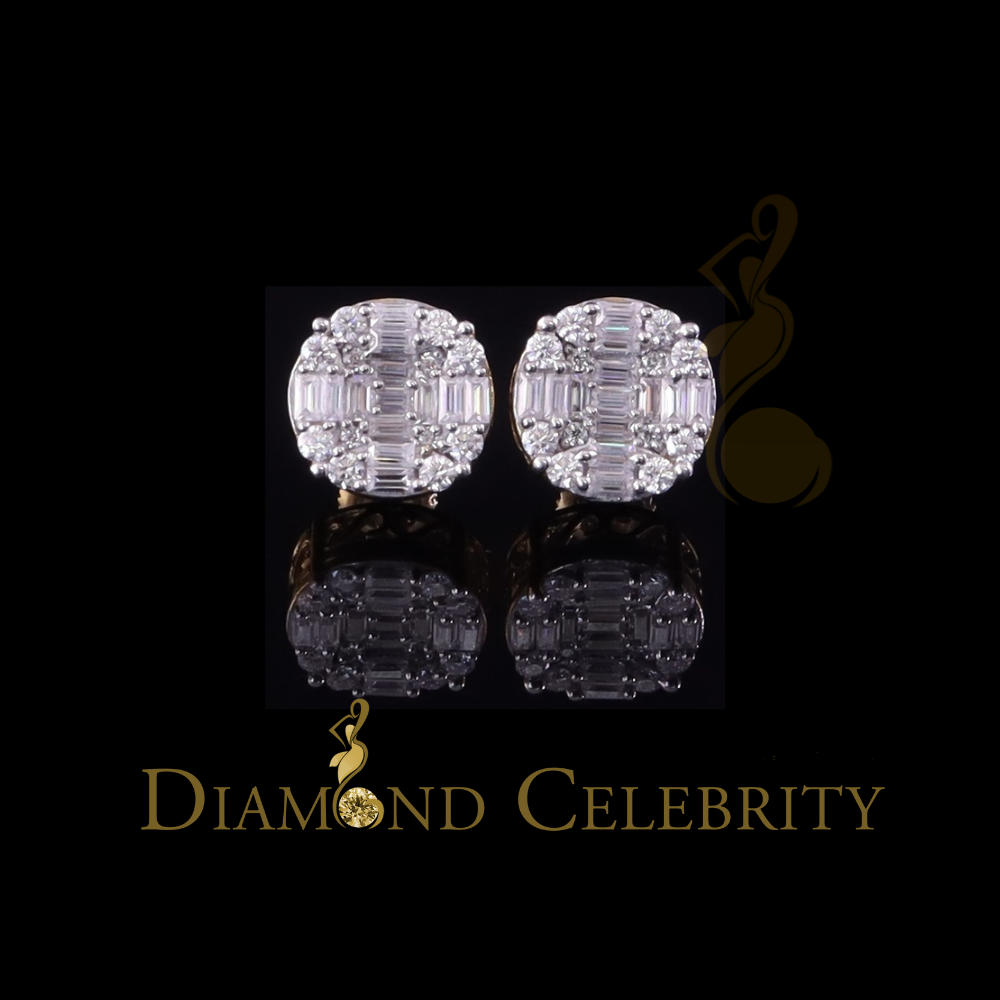 DiamondCelebritees Mens/Womens 925 Silver Yellow 1.50ct VVS 'D' Moissanite Stud Round Earring
