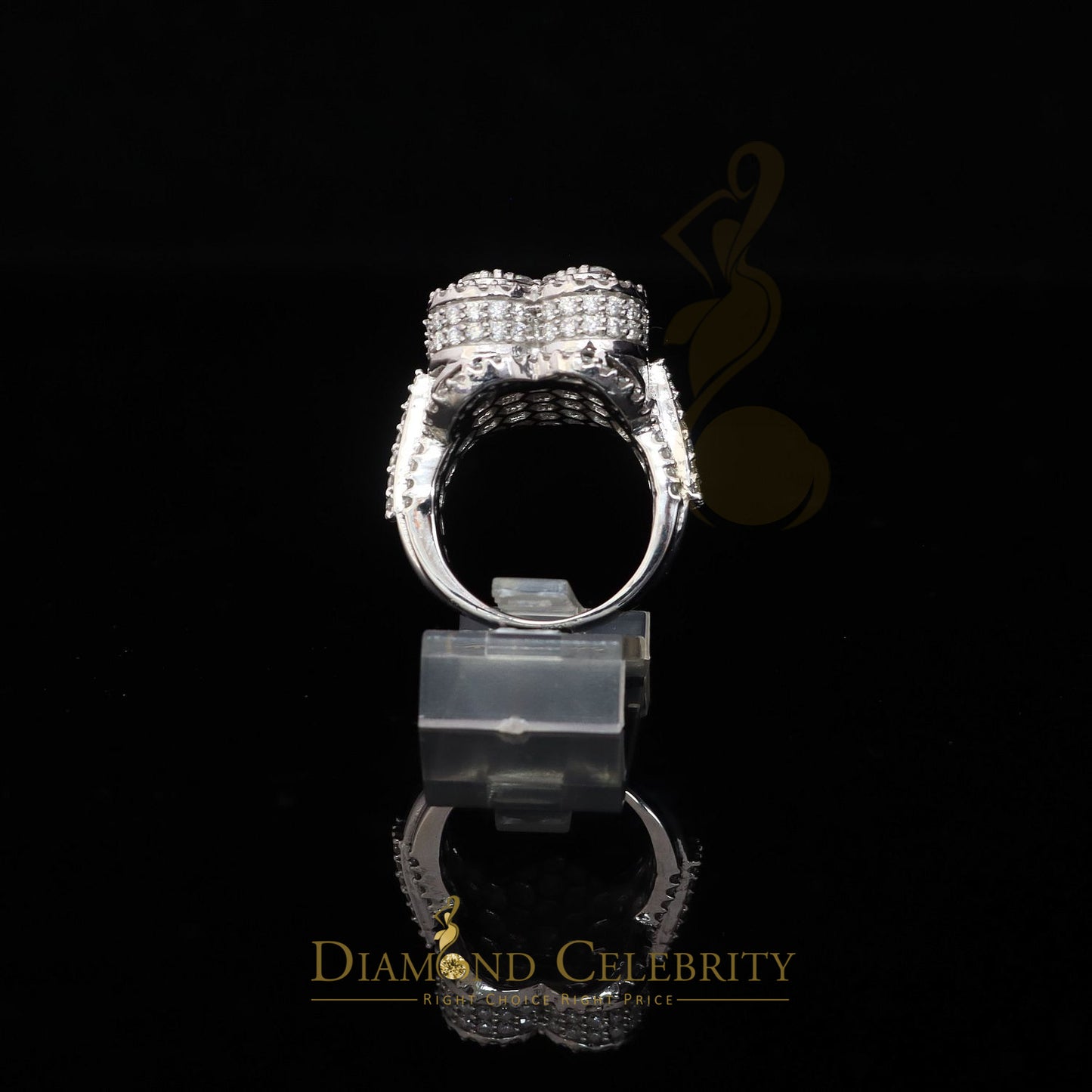 Diamondcelebritess New 5.00ct VVS D 925 Silver 3D Double Heart Moissanite Women's White Ring Sz 7