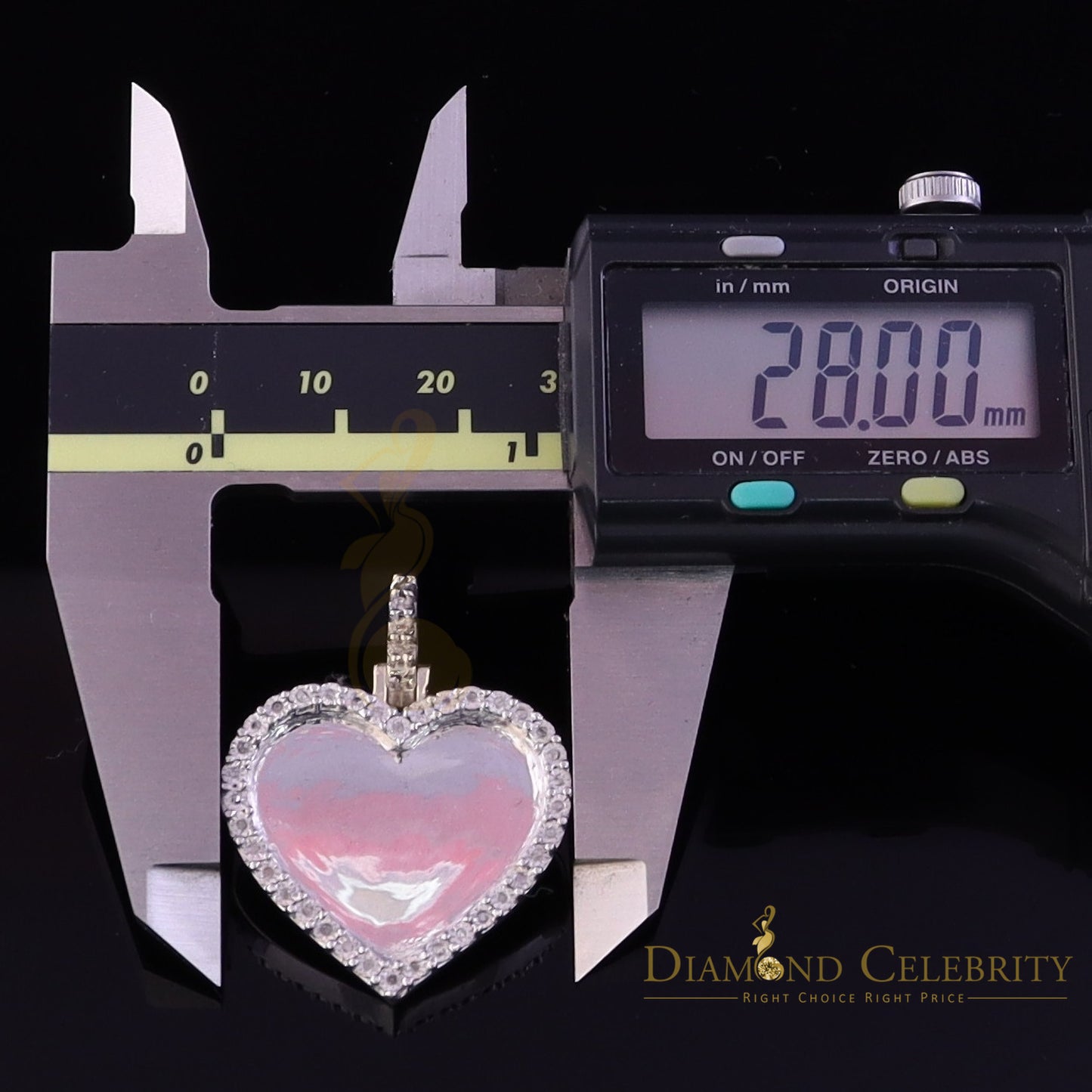 DiamondCelebritees Real 0.10ct Diamond 925 Sterling Silver "1.00" Heart PICTURE Charm White Pendant