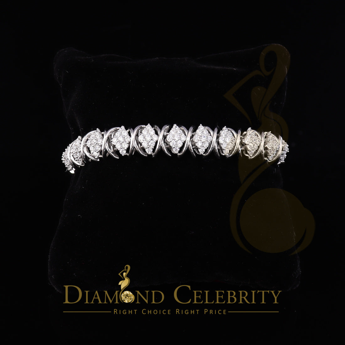 Diamondcelebritees Sterling Silver White Ladies Bracelet 11.0ct Cubic Zirconia Stone -Size 7 Inches
