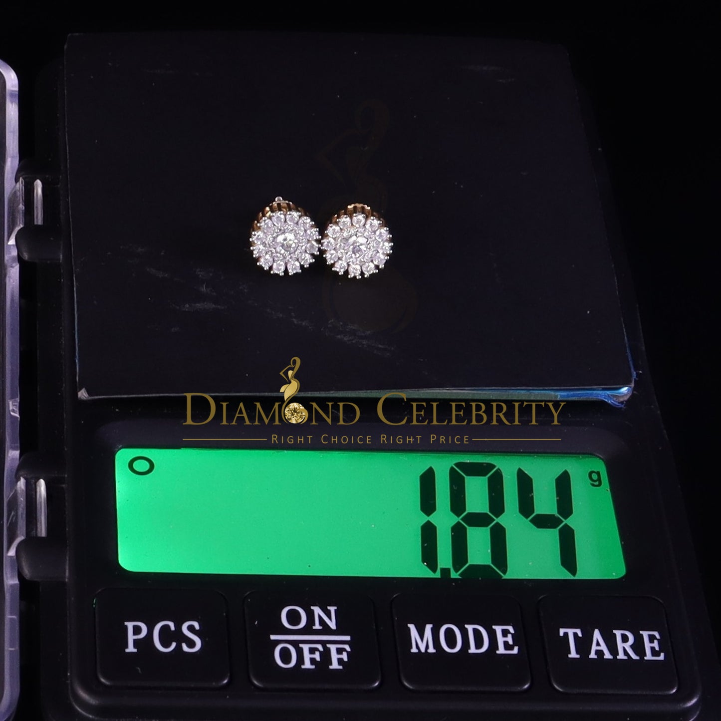 DiamondCelebritees 1.00ct VVS 'D' Moissanite Men's/Womens 925 Silver Yellow Floral Stud Earrings