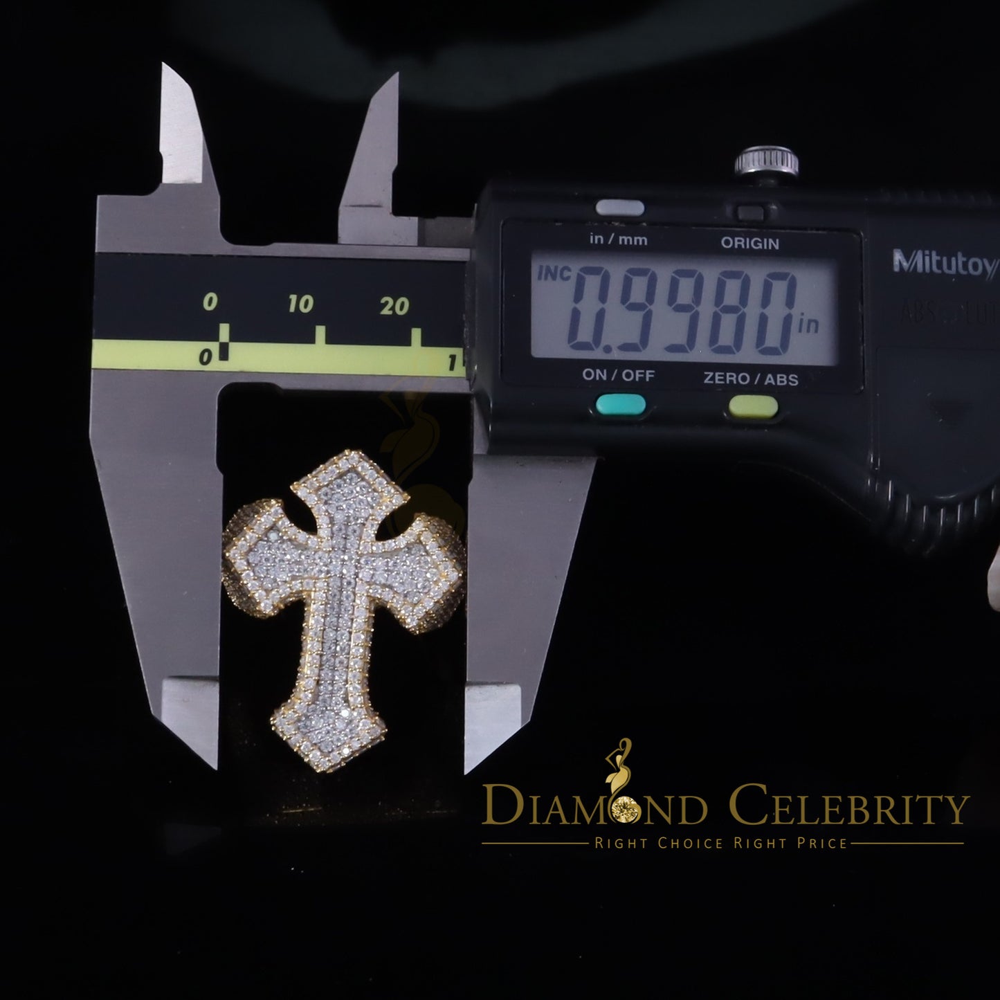 DiamondCelebritees Men's Yellow Cross 925 Sterling Silver 5.50ct VVS D Moissanite Rings Size 10