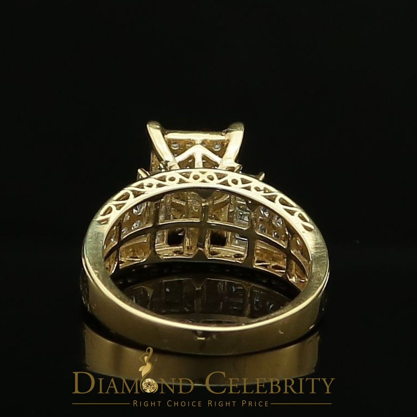 DiamondCelebritees New Big Look 925 Yellow Silver2.08ct Cubic Zirconia Style Cinderella Ring size 9