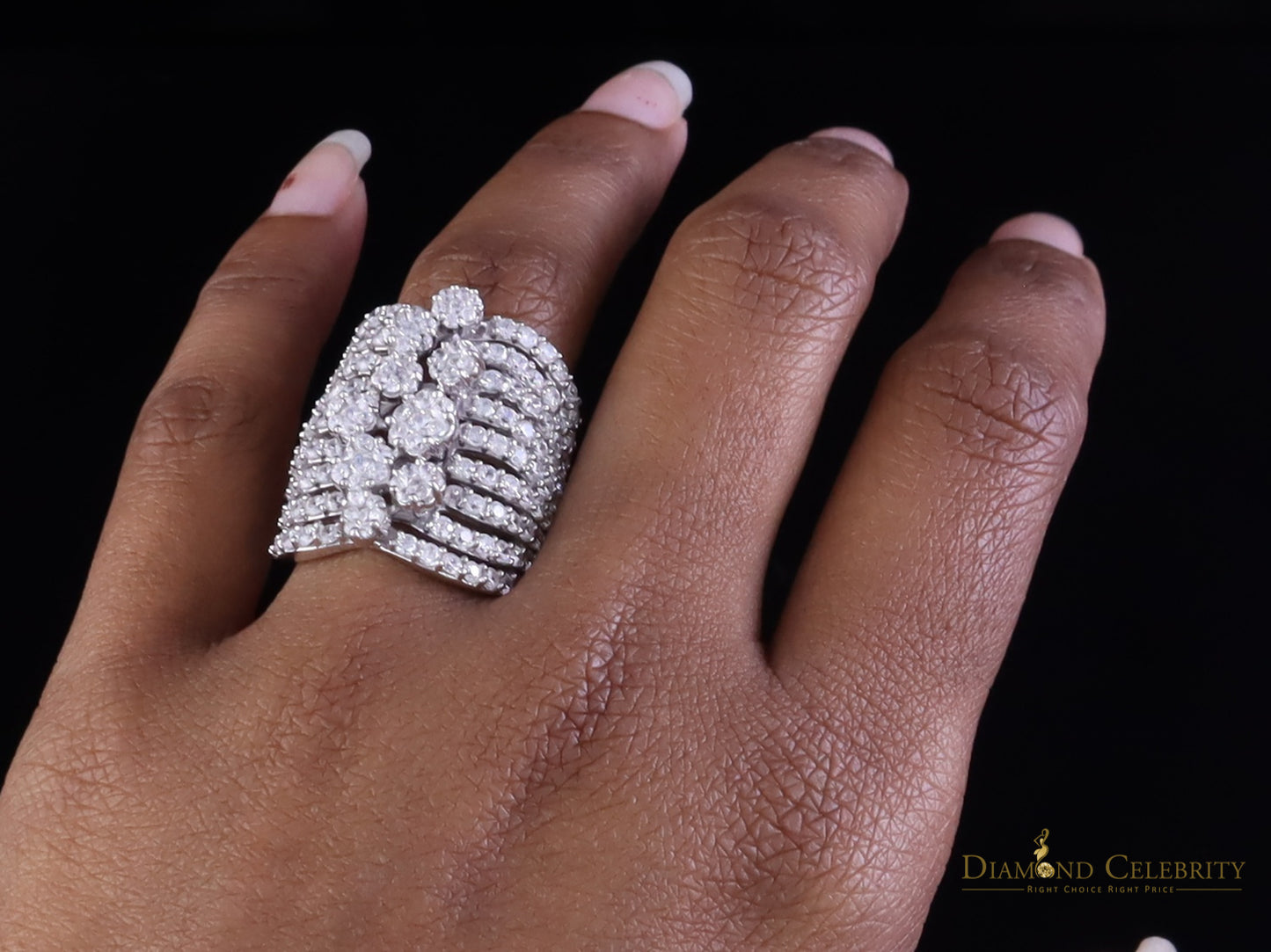 DiamondCelebritees 925 Silver White 7.00 ct Cubic Zirconia Water Fall Fashion Womens Ring Size 5.5