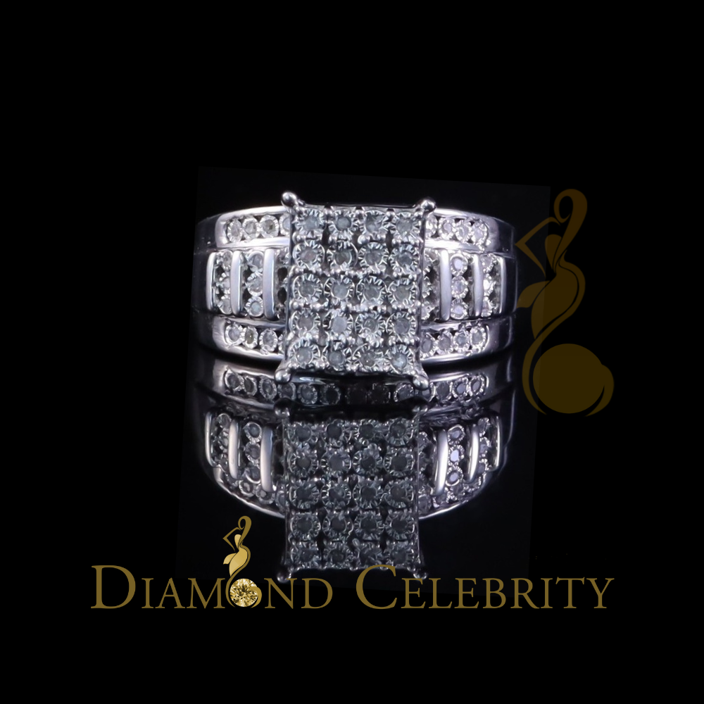 DiamondCelebritees Mirage 0.2ct Diamond Real Cinderella Rectangle 925 Silver White Womens Ring Sz 7