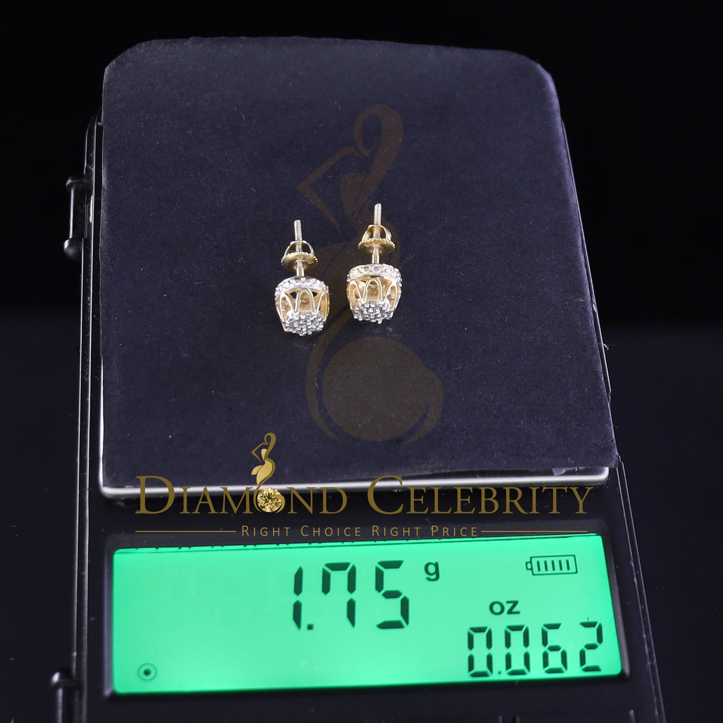 DiamondCelebritees 925 Sterling Silver Yellow 0.05ct Diamond For Men's & Women's Floral Earrings