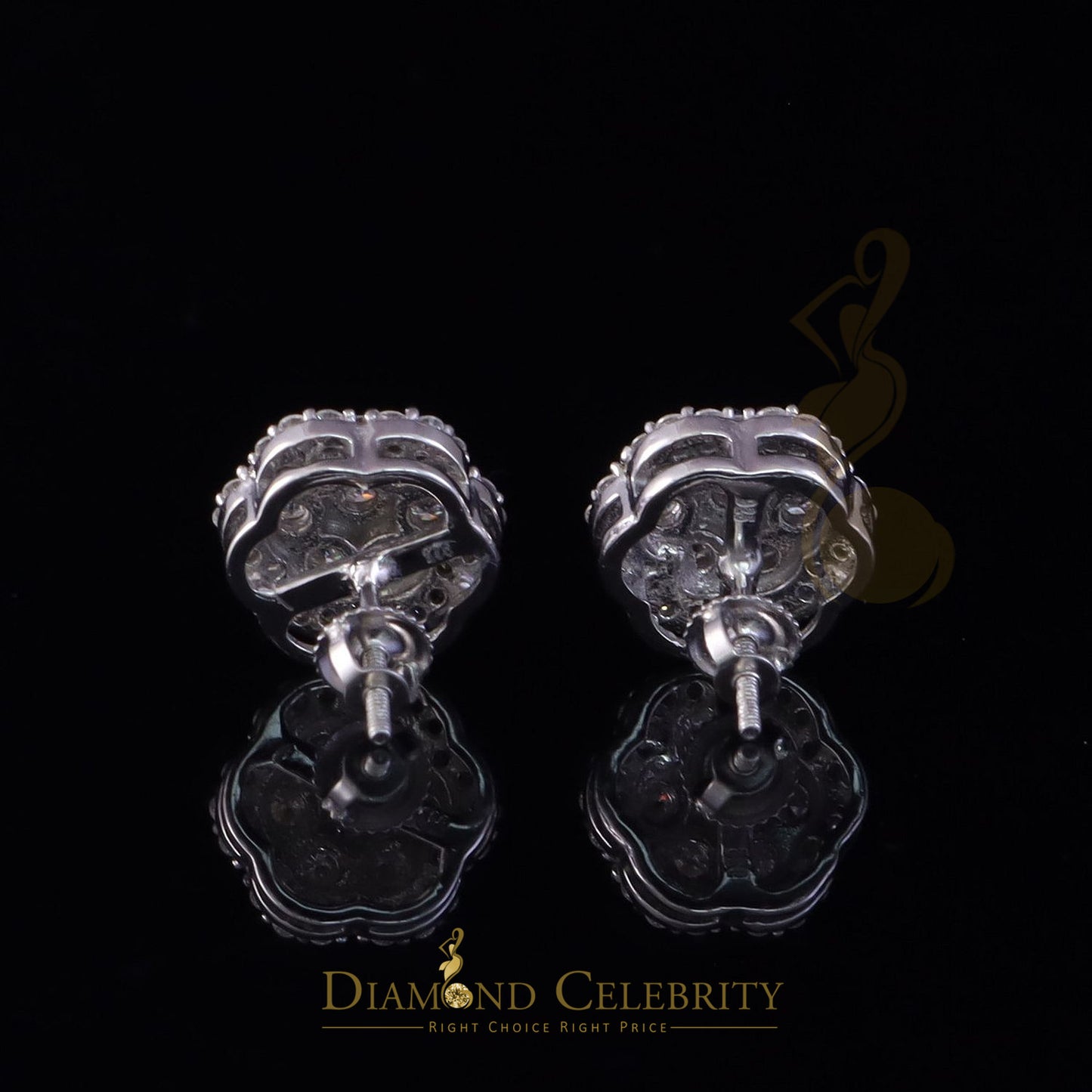 Diamondcelebritees New Women's/Men's 925 Silver White 2.00ct VVS D Moissanite Floral Stud Earrings