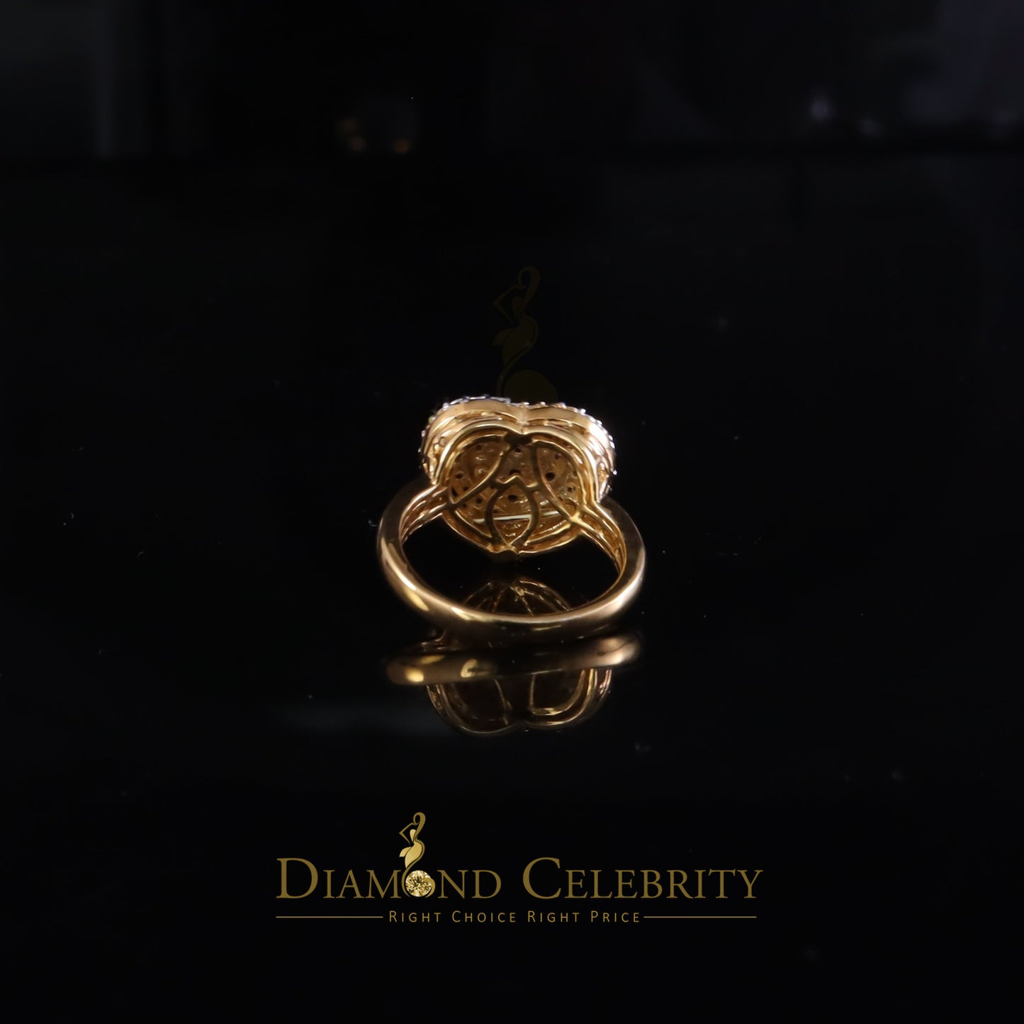 DiamondCelebritees Big Womens Pave Heart 0.25ct Real Diamond Yellow 925 Sterling Silver Ring SZ 7