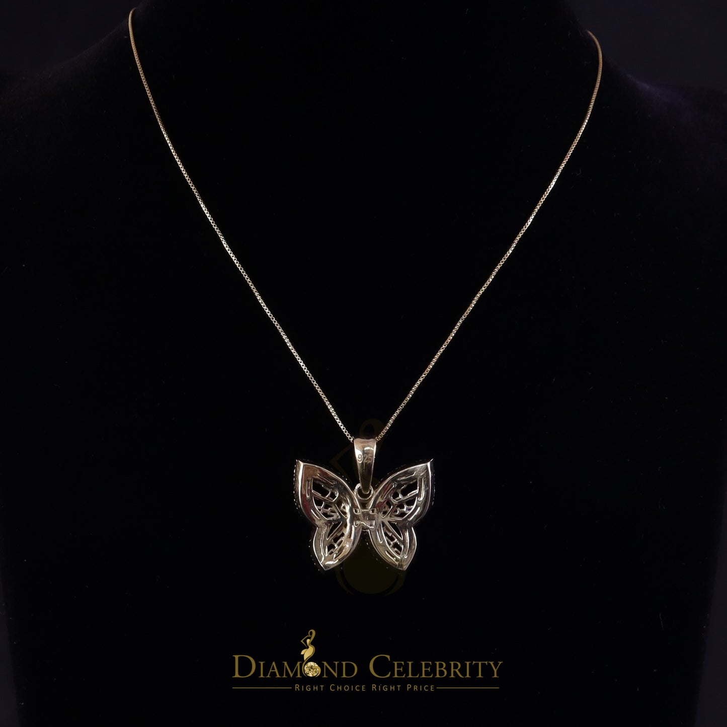 Diamondcelebritees Men's/Womens 925 Silver Yellow 1.75ct VVS 'D' Moissanite Butterfly Pendant