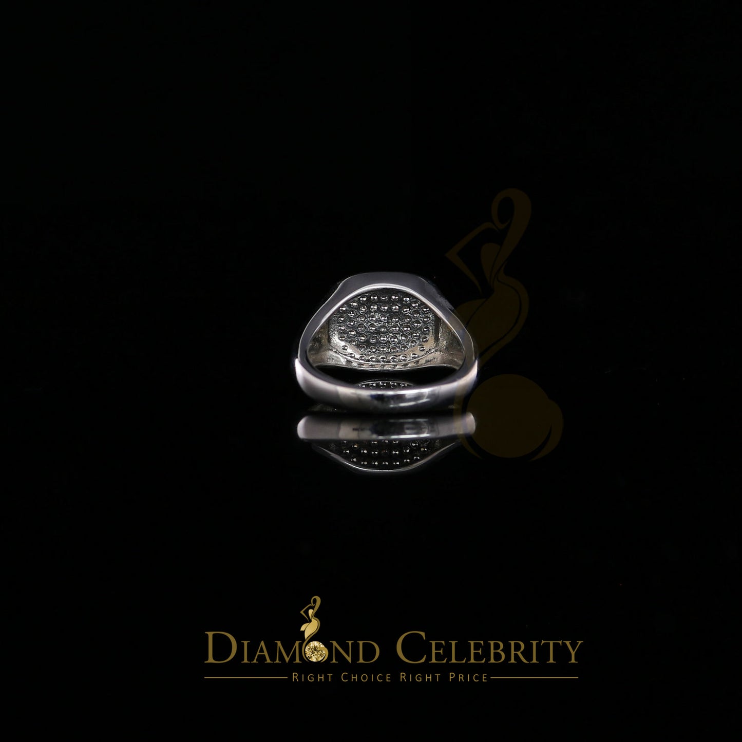 DiamondCelebritees 925 White Silver Square-Shape 0.25ct Cubic Zirconia Engagement Men's Ring SZ 8