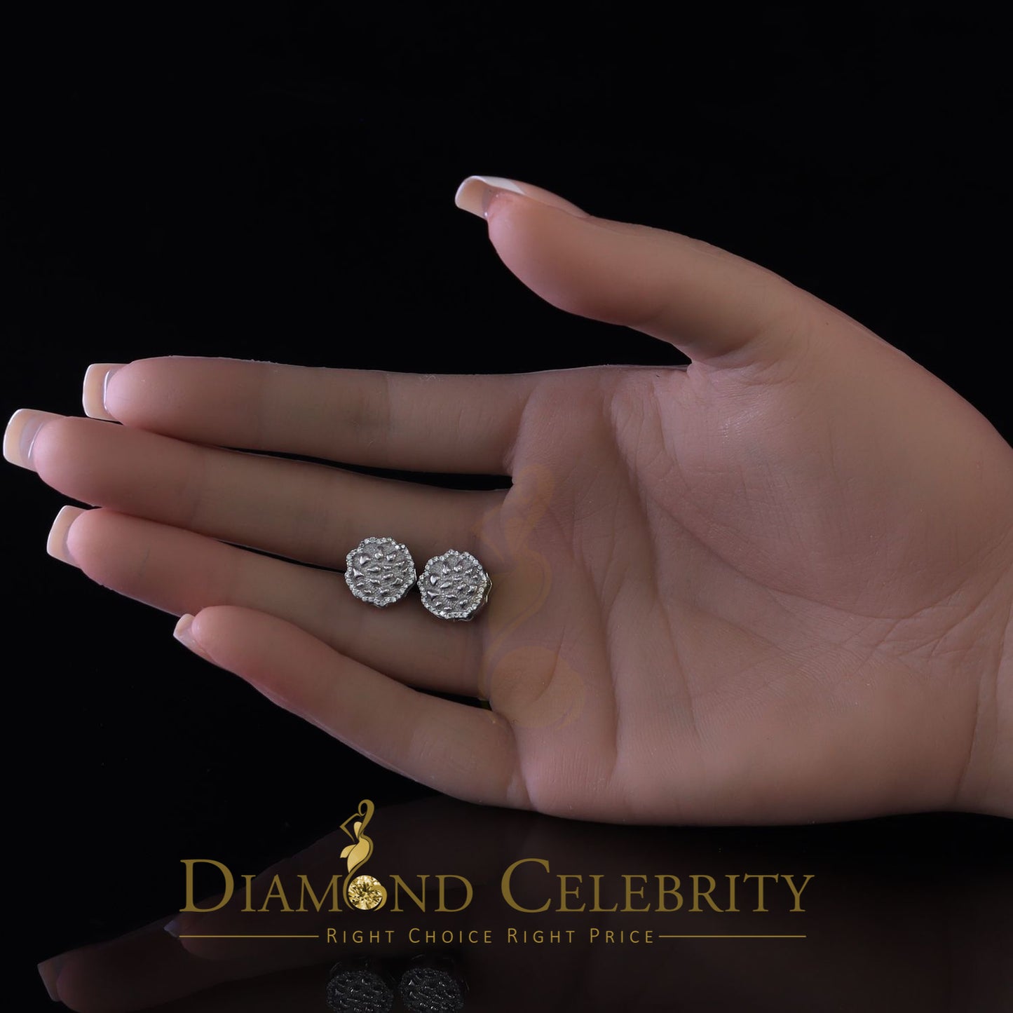 DiamondCelebritees 925 White Silver Nuggtte's 1.38ct Cubic Zirconia Hip Hop Women's Flower Earrings